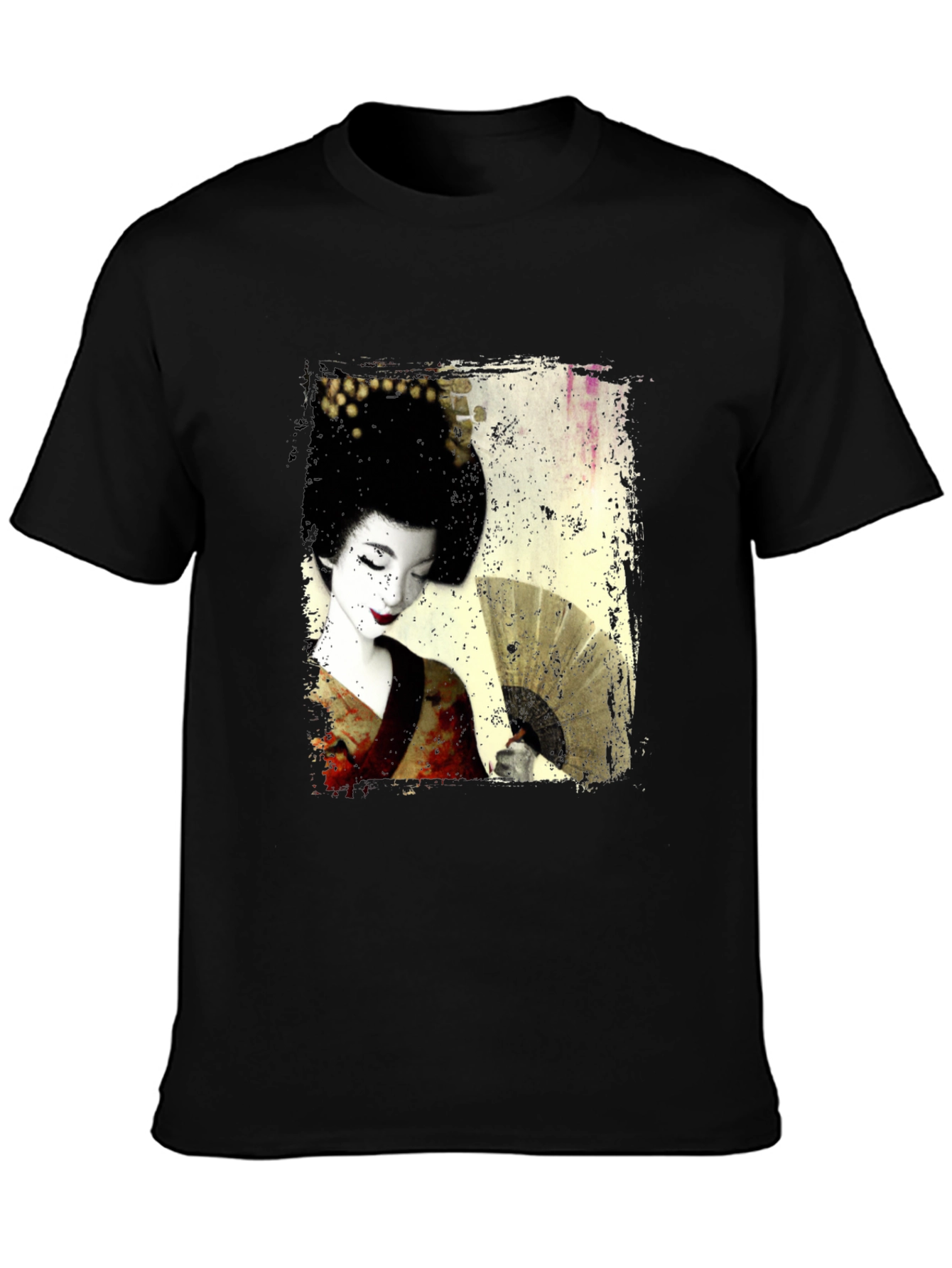 Black Geisha Print Black T-Shirt view 3