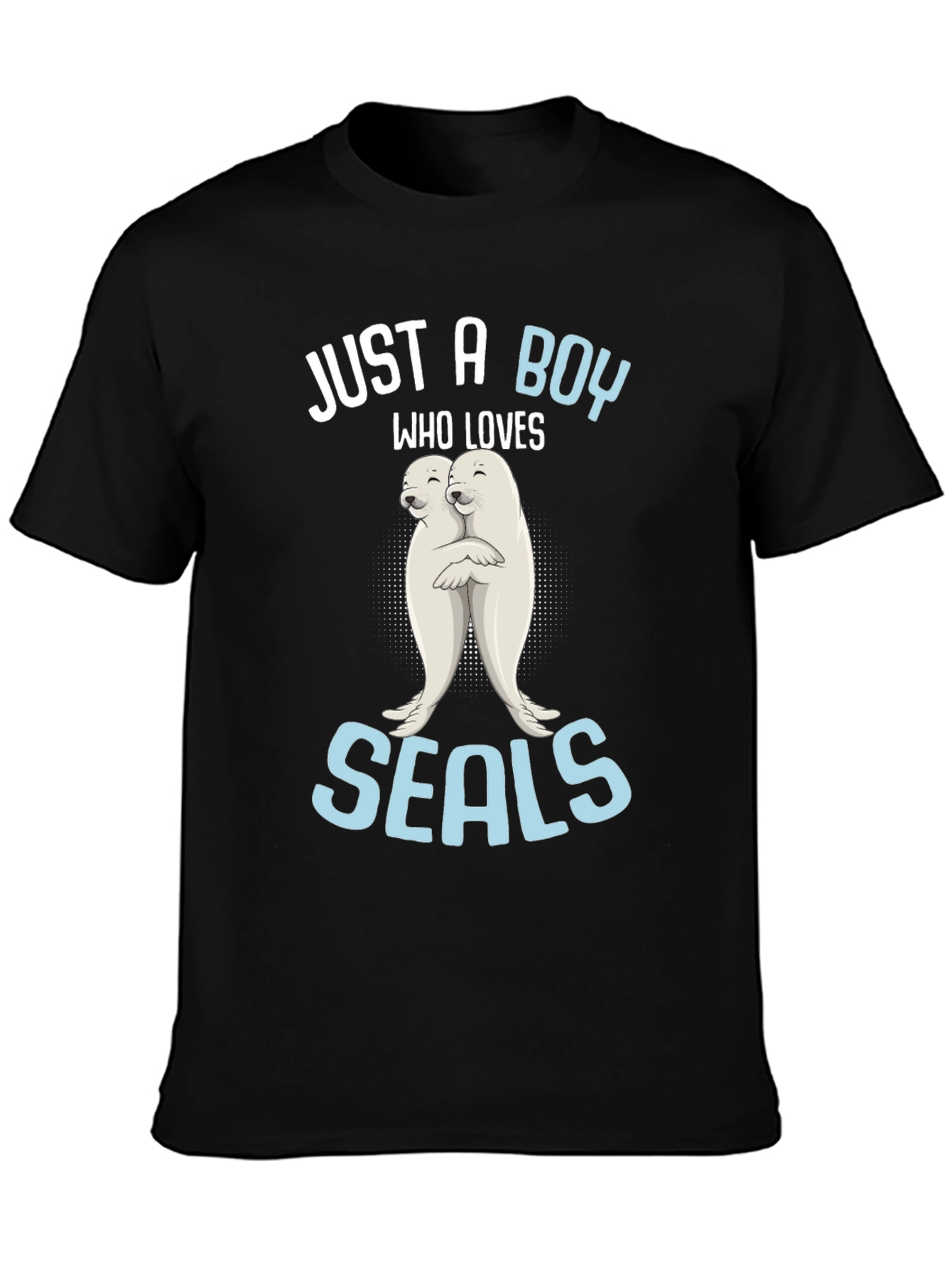 Black Just A Boy Who Loves Seals T-Shirt view 3