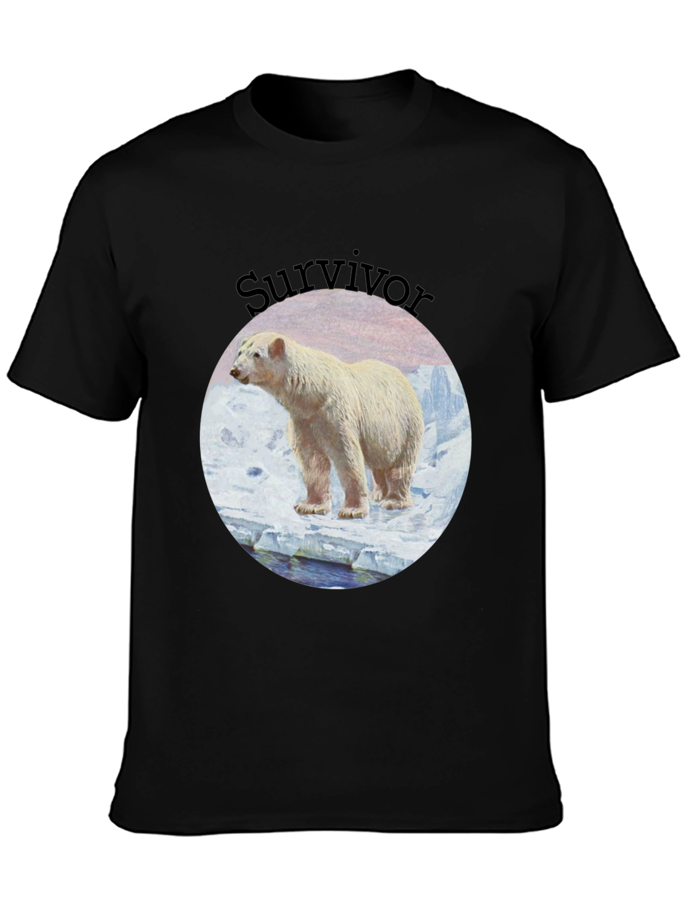 Black Polar Bear Survivor Black T-Shirt view 3