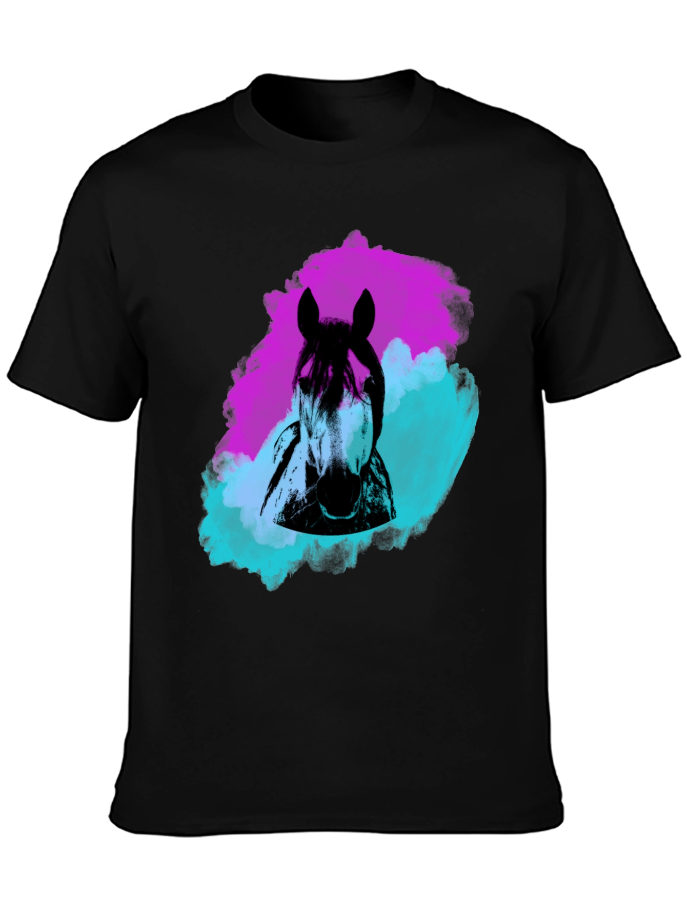 Black Horse Graphic Tee - Artistic Style view 3