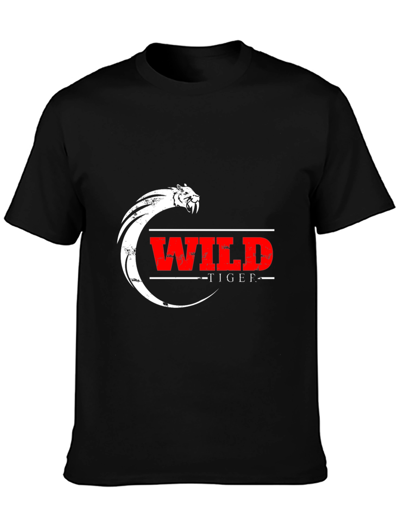 Black Wild Tiger Graphic Black T-Shirt view 3