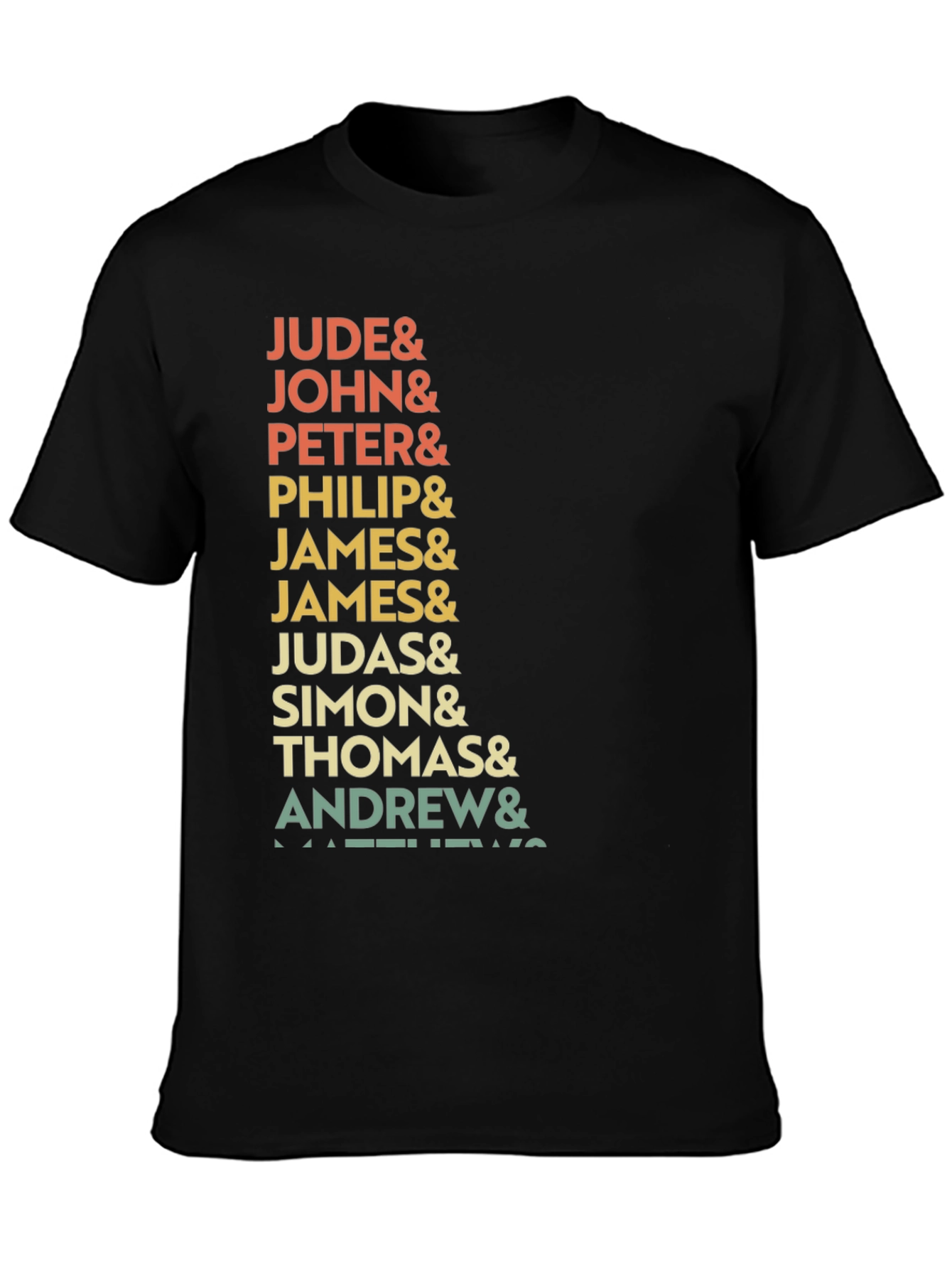 Black Retro Twelve Apostles T-Shirt - Jude, John, Peter view 3