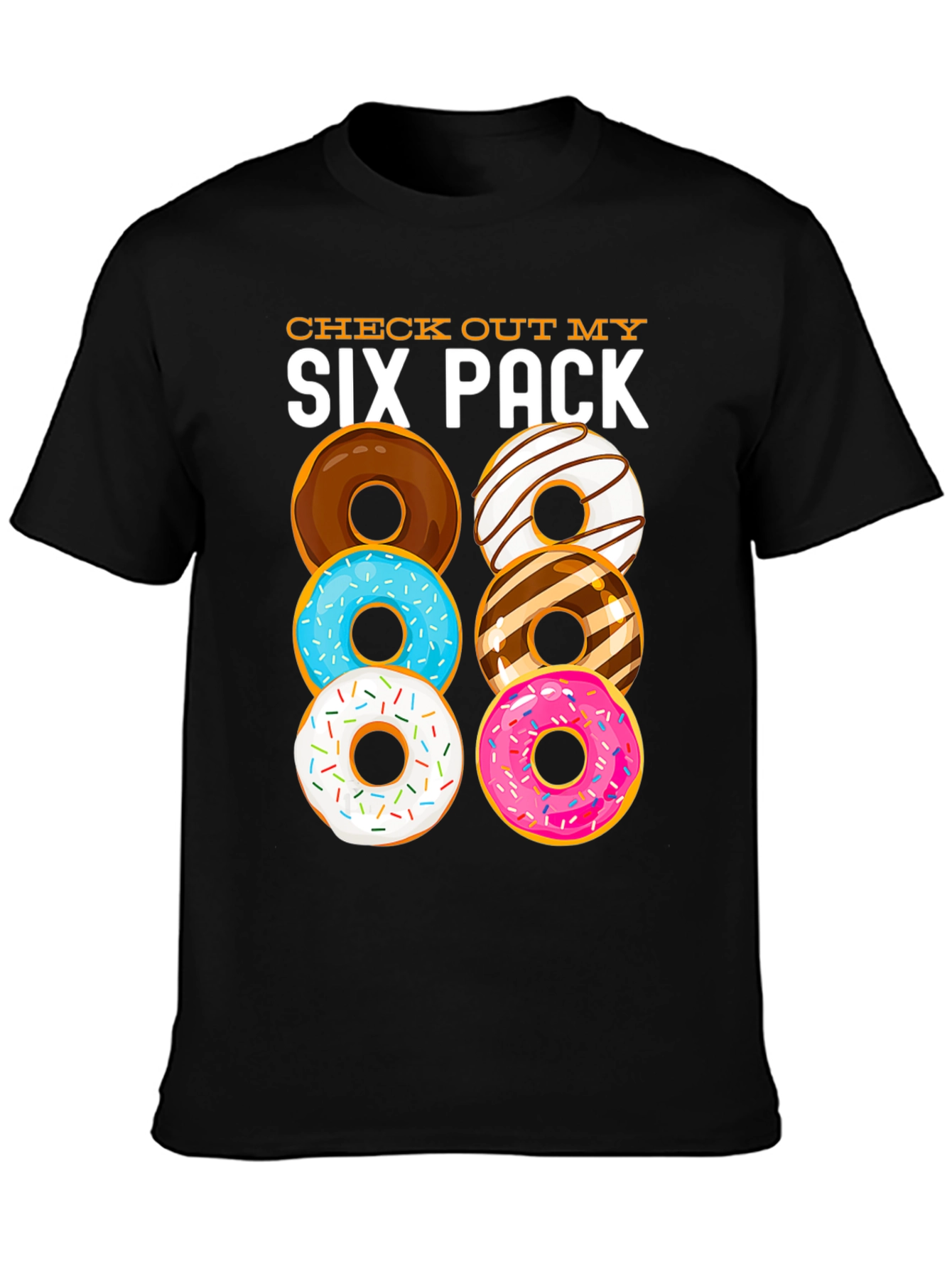 Black Donut Six Pack Funny Graphic T-Shirt view 3