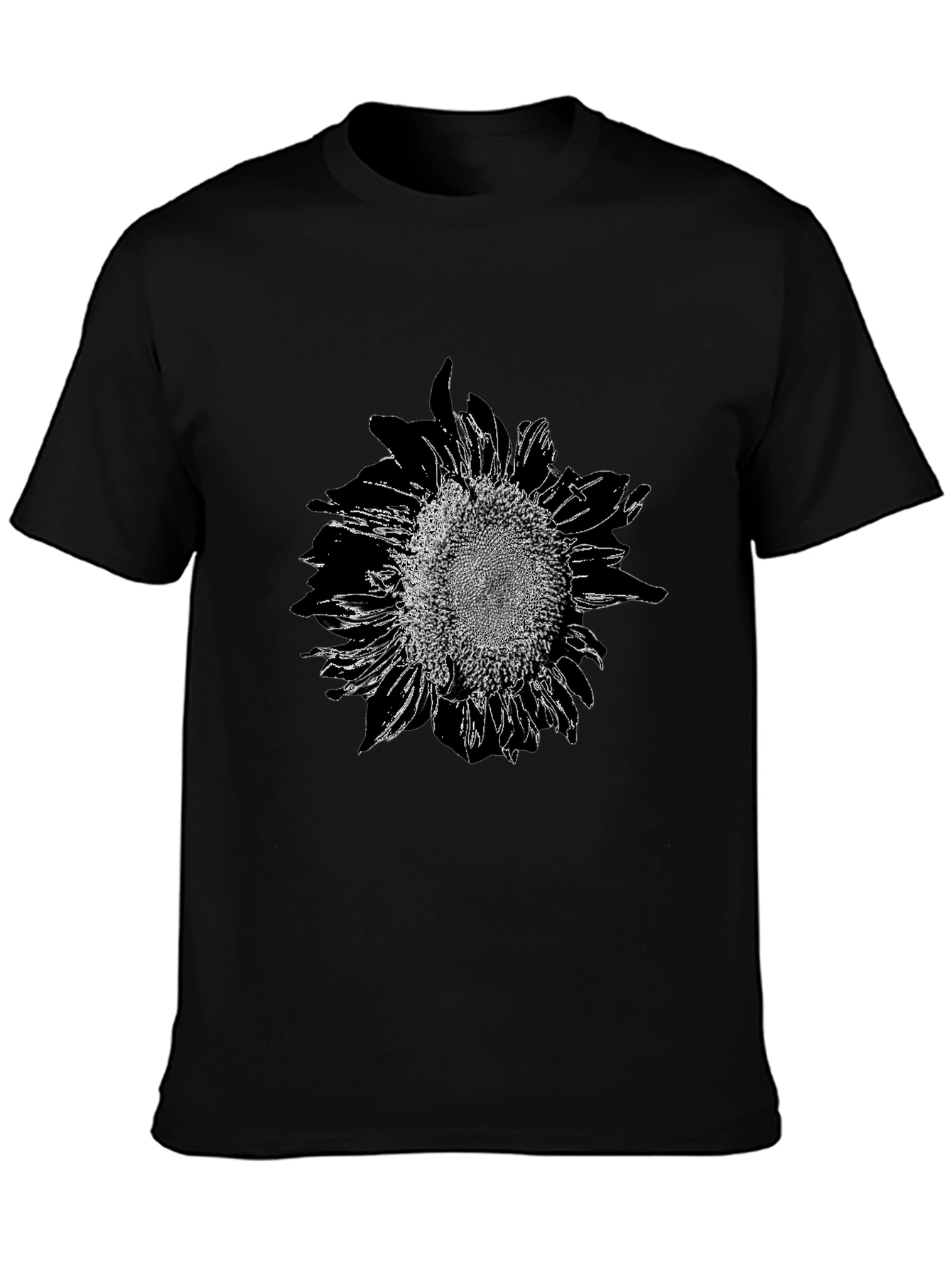 Black Sunflower Graphic Black T-Shirt - Unisex view 3
