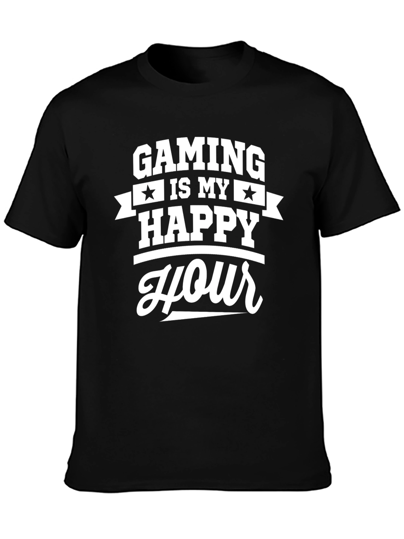 Black Gaming is My Happy Hour Black T-Shirt view 3