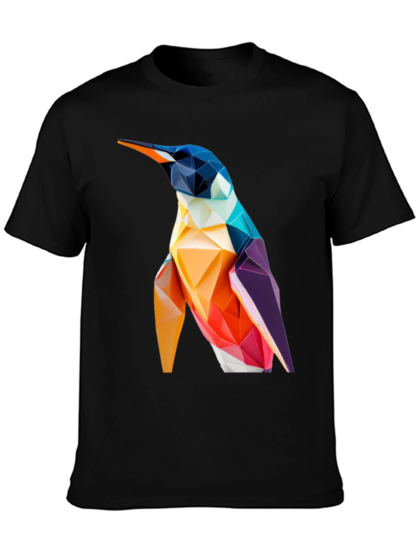 Black Geometric Penguin Graphic Tee - Modern Stylish Design view 3