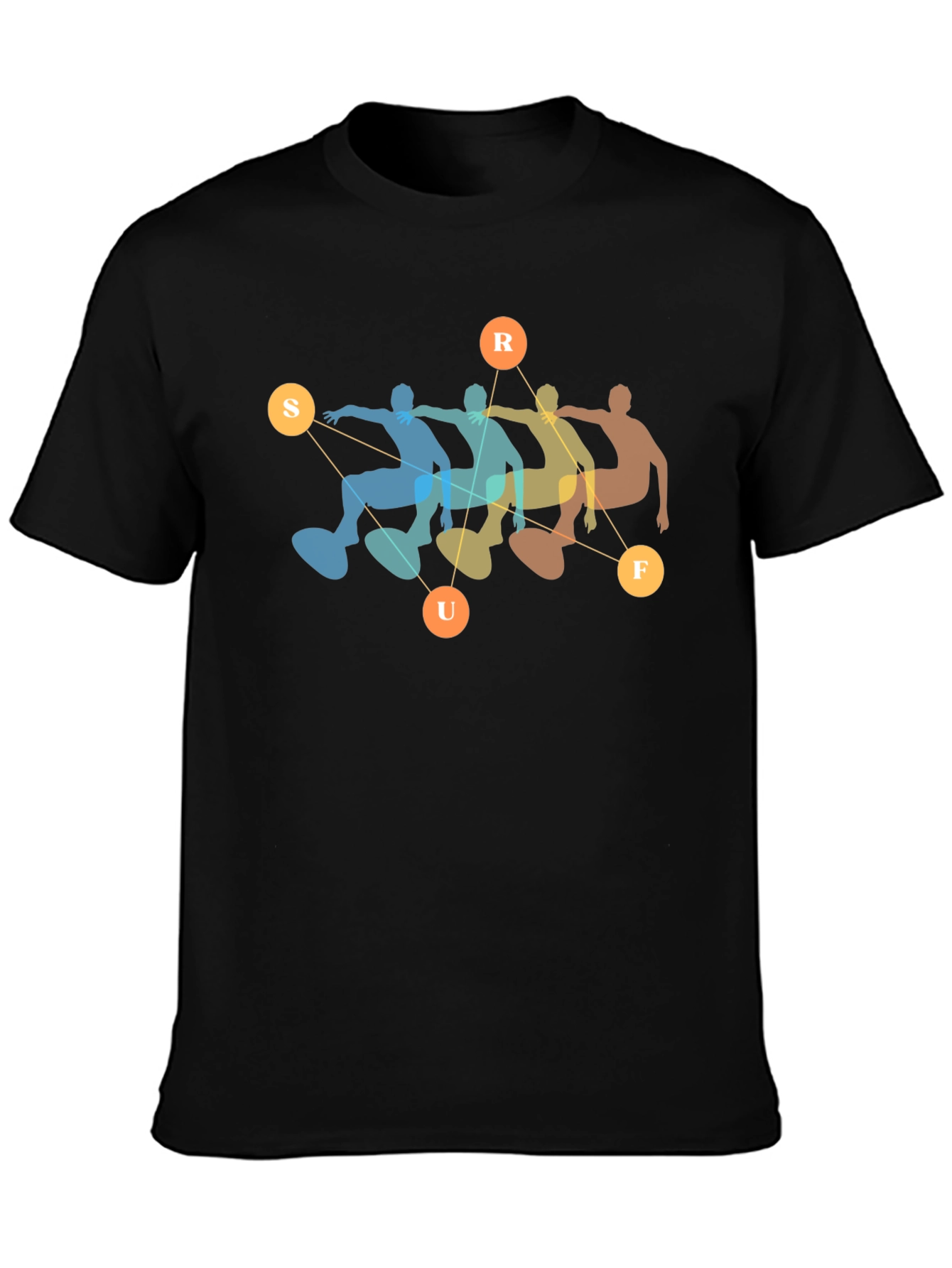 Black Retro Surf T-Shirt - Black Cotton Blend view 3