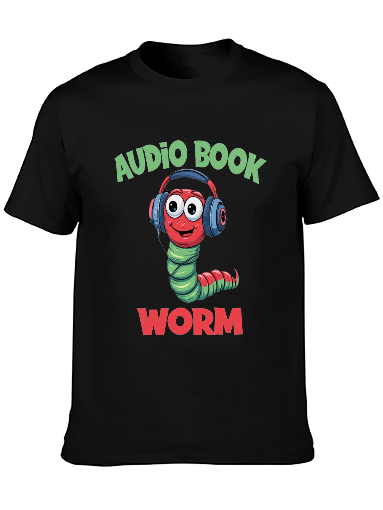 Black Audio Book Worm T-Shirt view 3