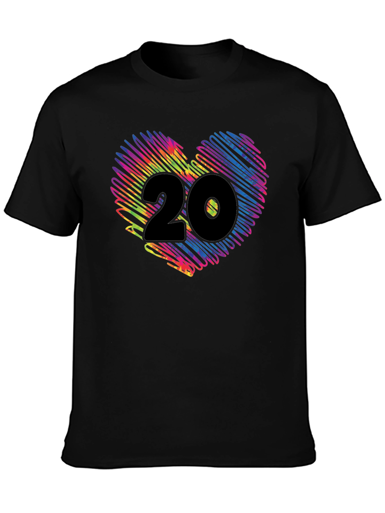 Black Vibrant Heart 20 Graphic Tee - Black view 3
