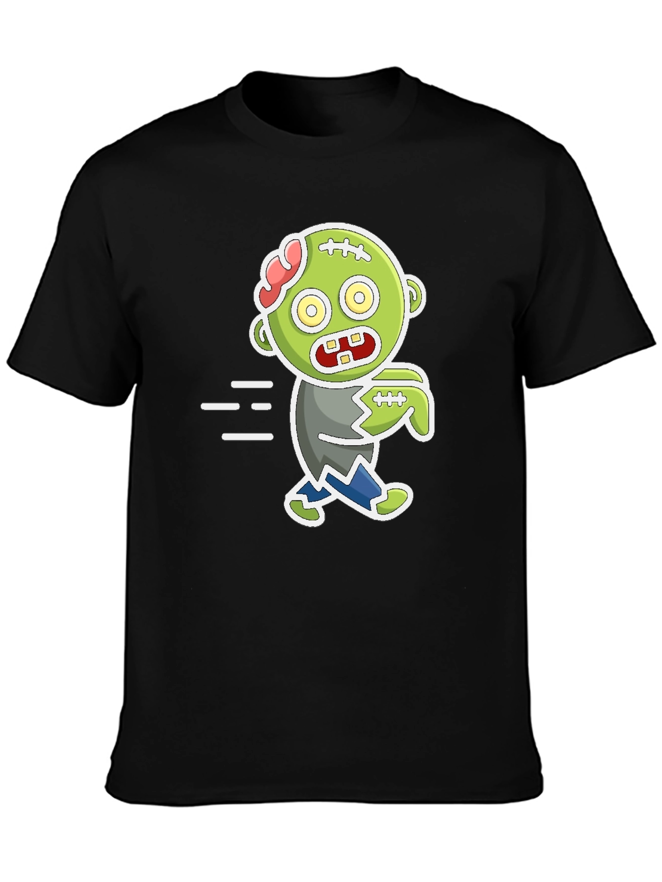 Black Cartoon Zombie Graphic T-Shirt - Halloween Fun view 3