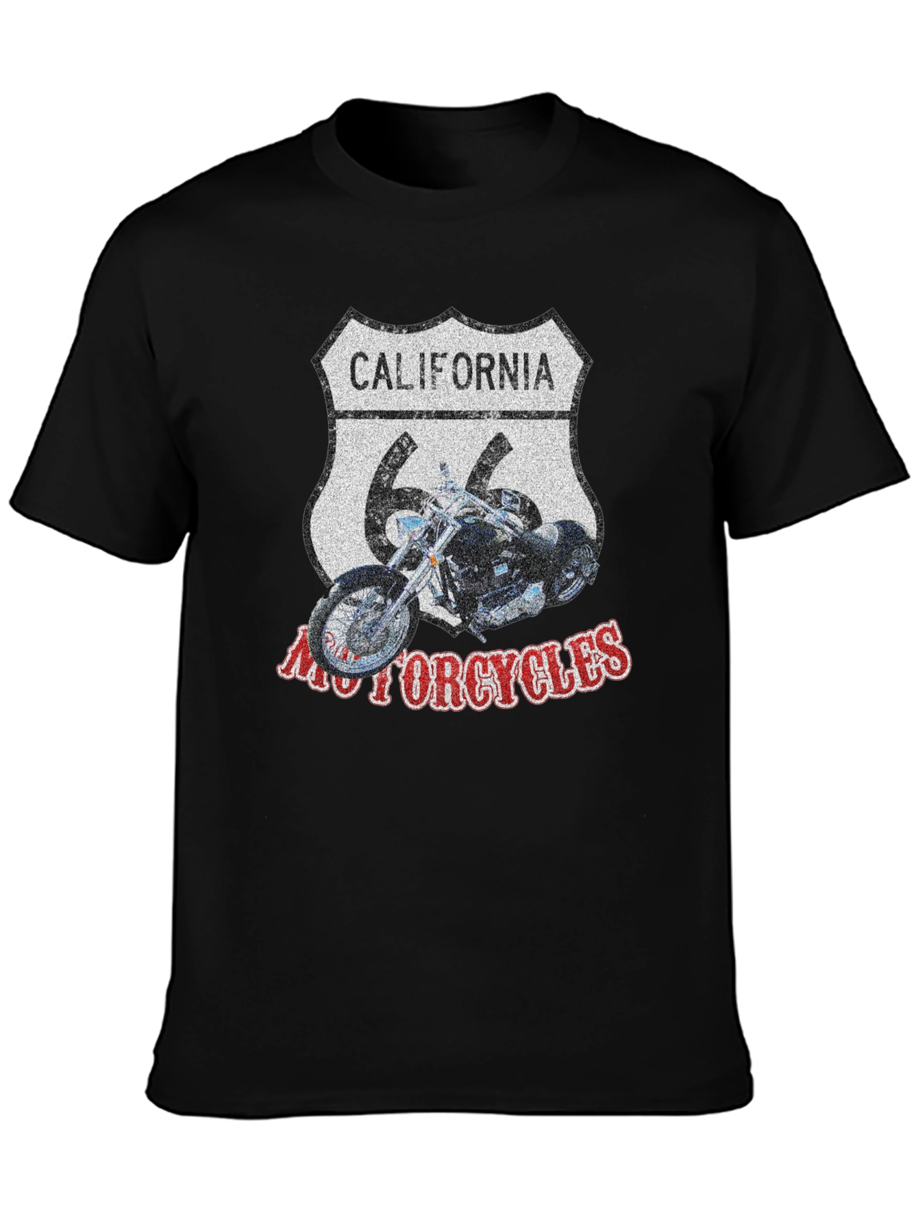 Black California 66 Motorcycles Black T-Shirt view 3