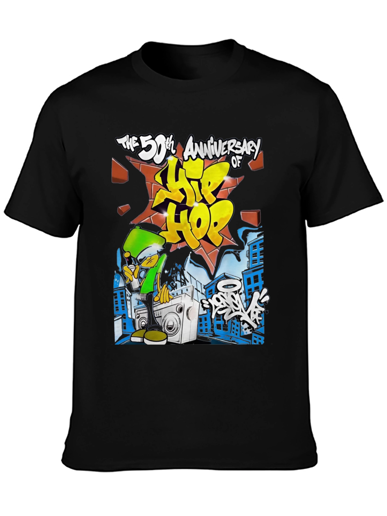 Black 50th Anniversary Hip Hop Black T-Shirt view 3