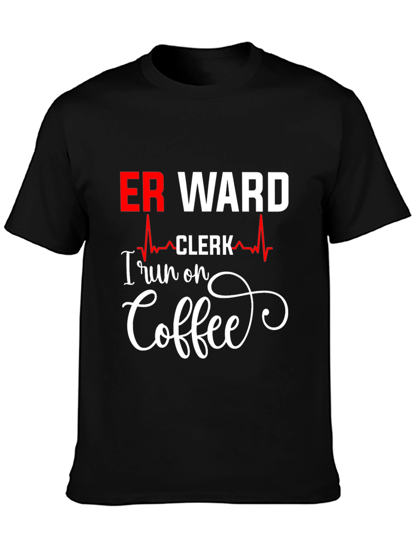Black ER Ward Clerk Coffee T-Shirt view 3