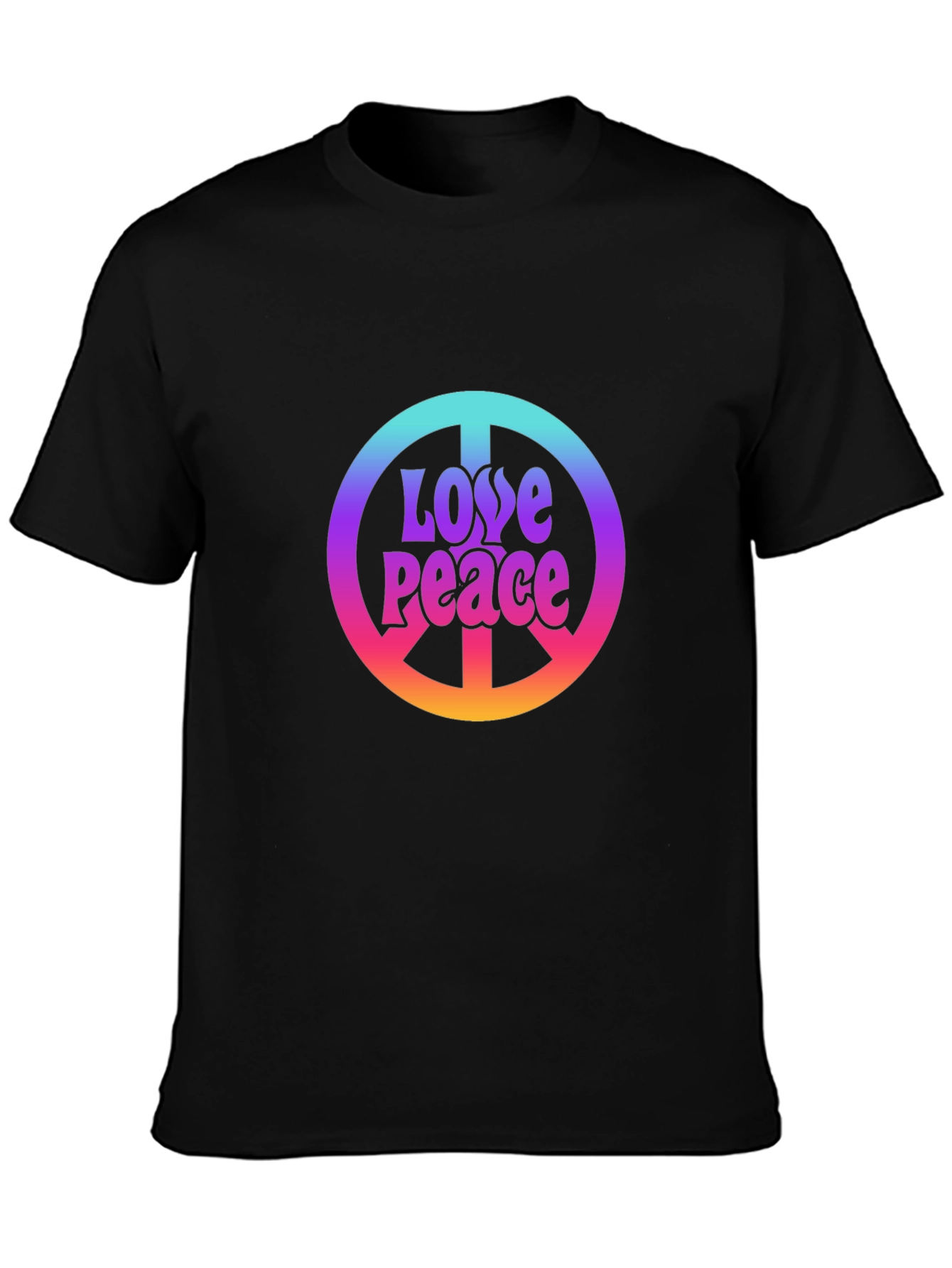 Black Love Peace Sign Black T-Shirt view 3