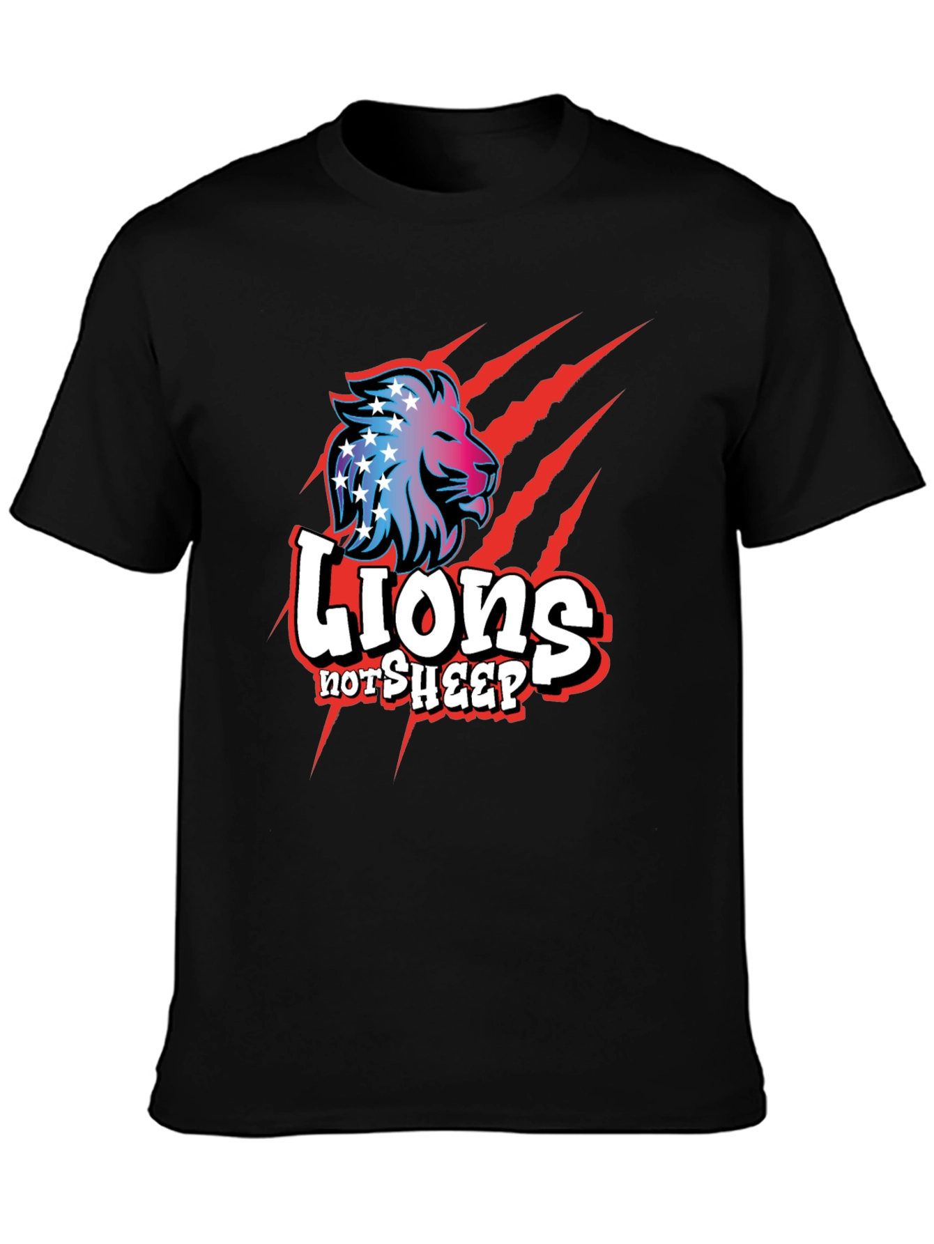 Black Lions Not Sheep Graphic Tee - Patriotic Design view 3