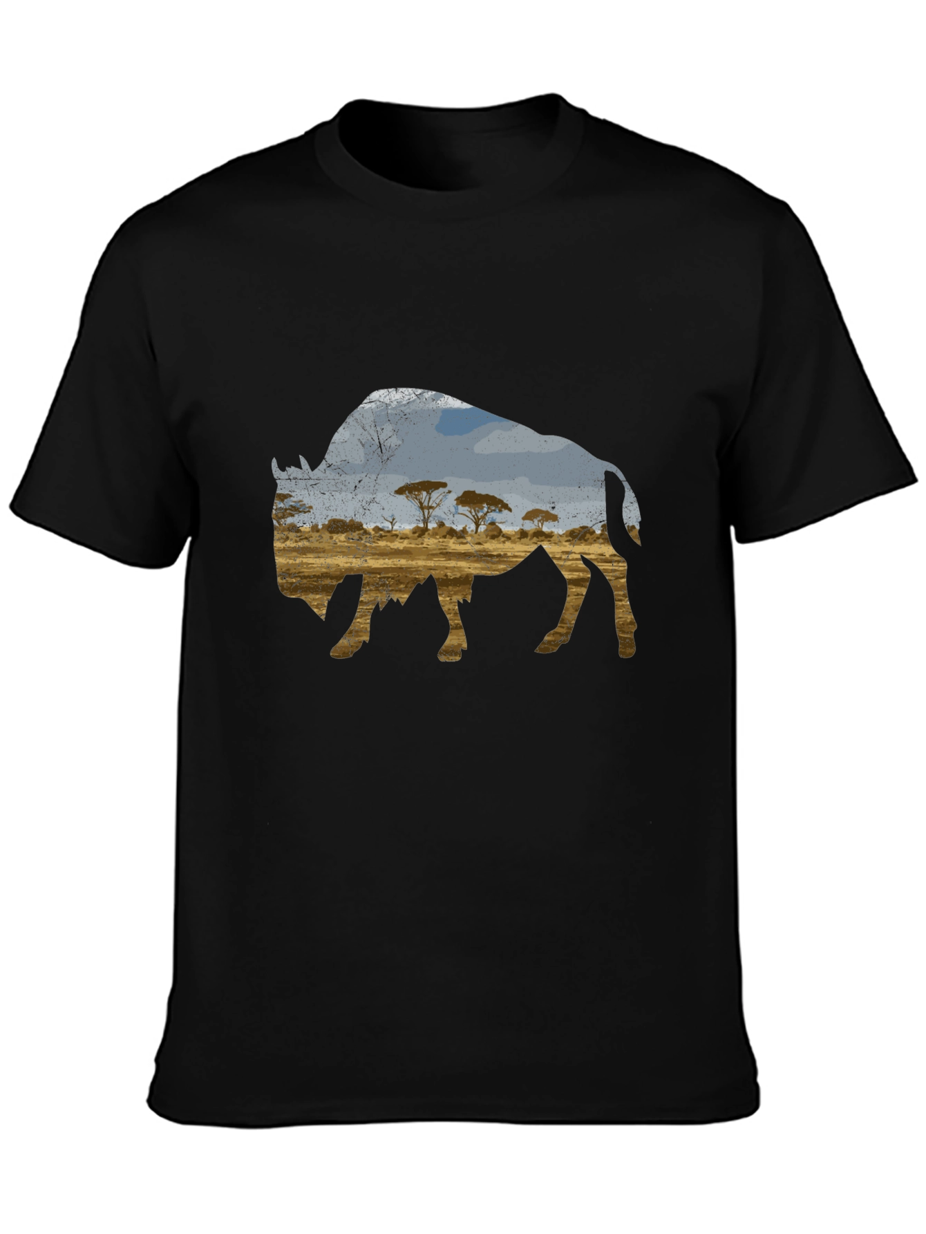 Black Buffalo Landscape Graphic Black T-Shirt view 3
