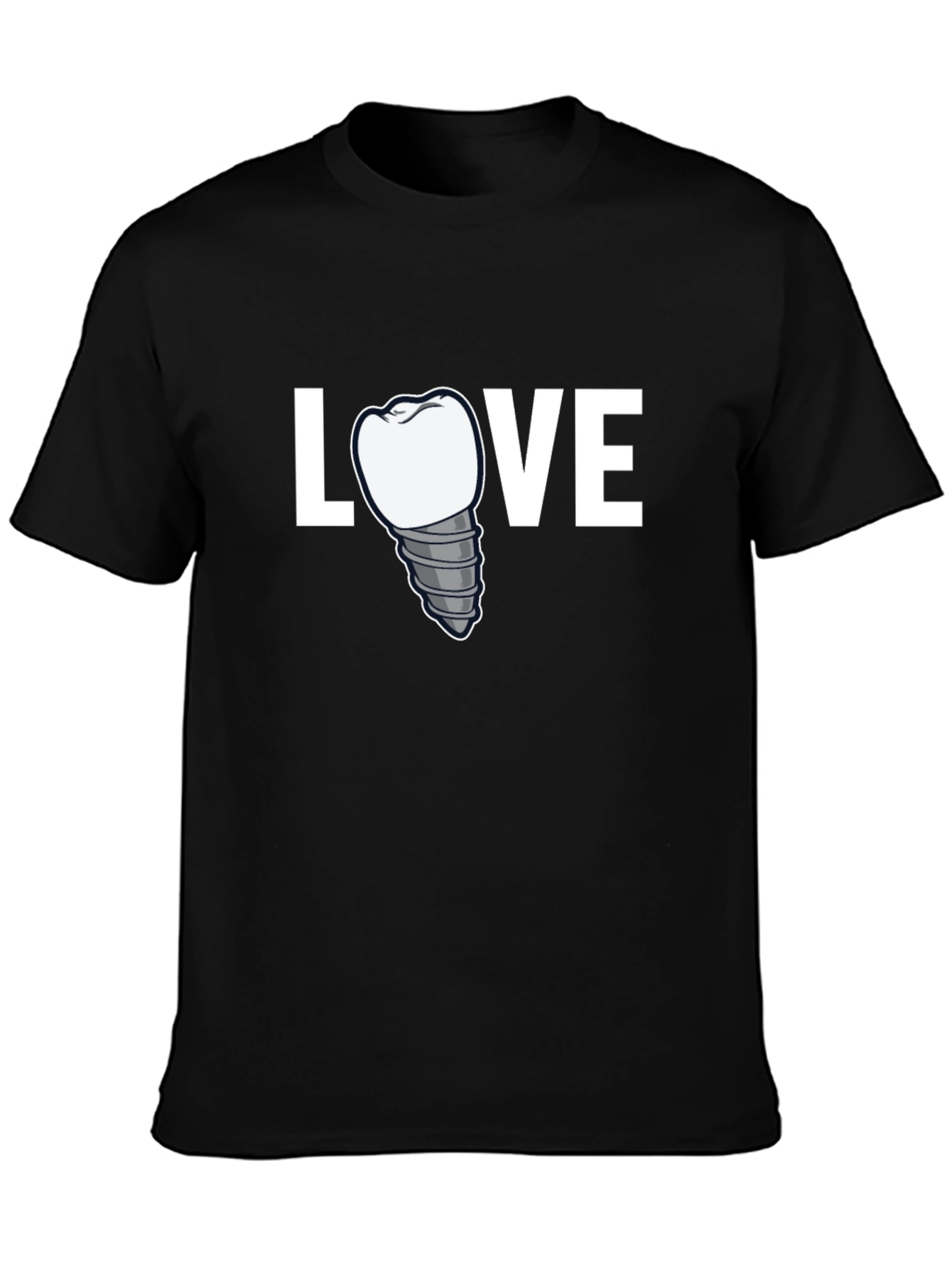 Black Love Dental Implant T-Shirt - Dentist Gift view 3