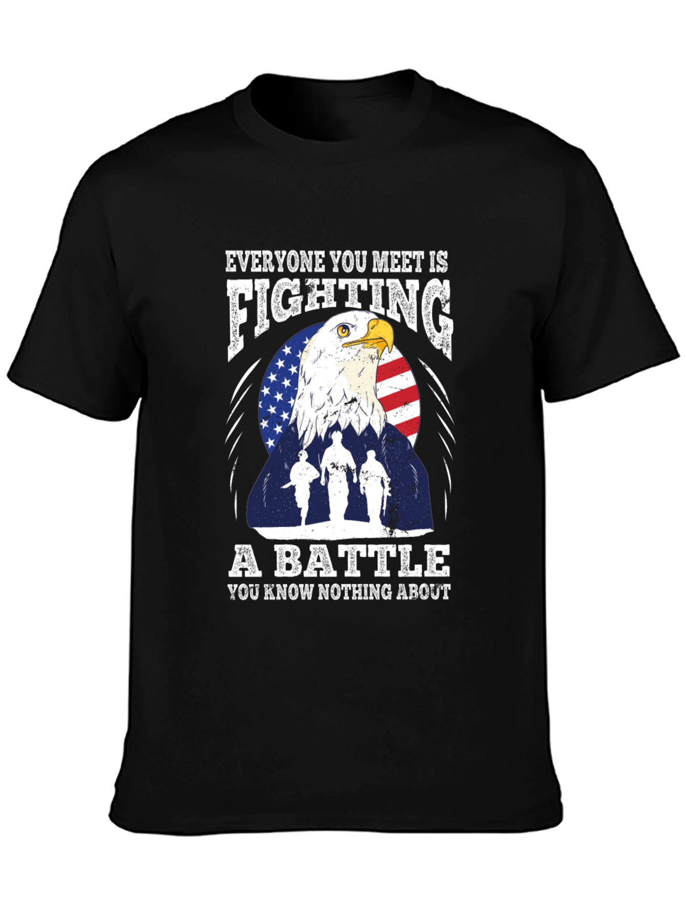 Patriotic Eagle and Soldiers Graphic T-Shirt - "A Battle" - 3
