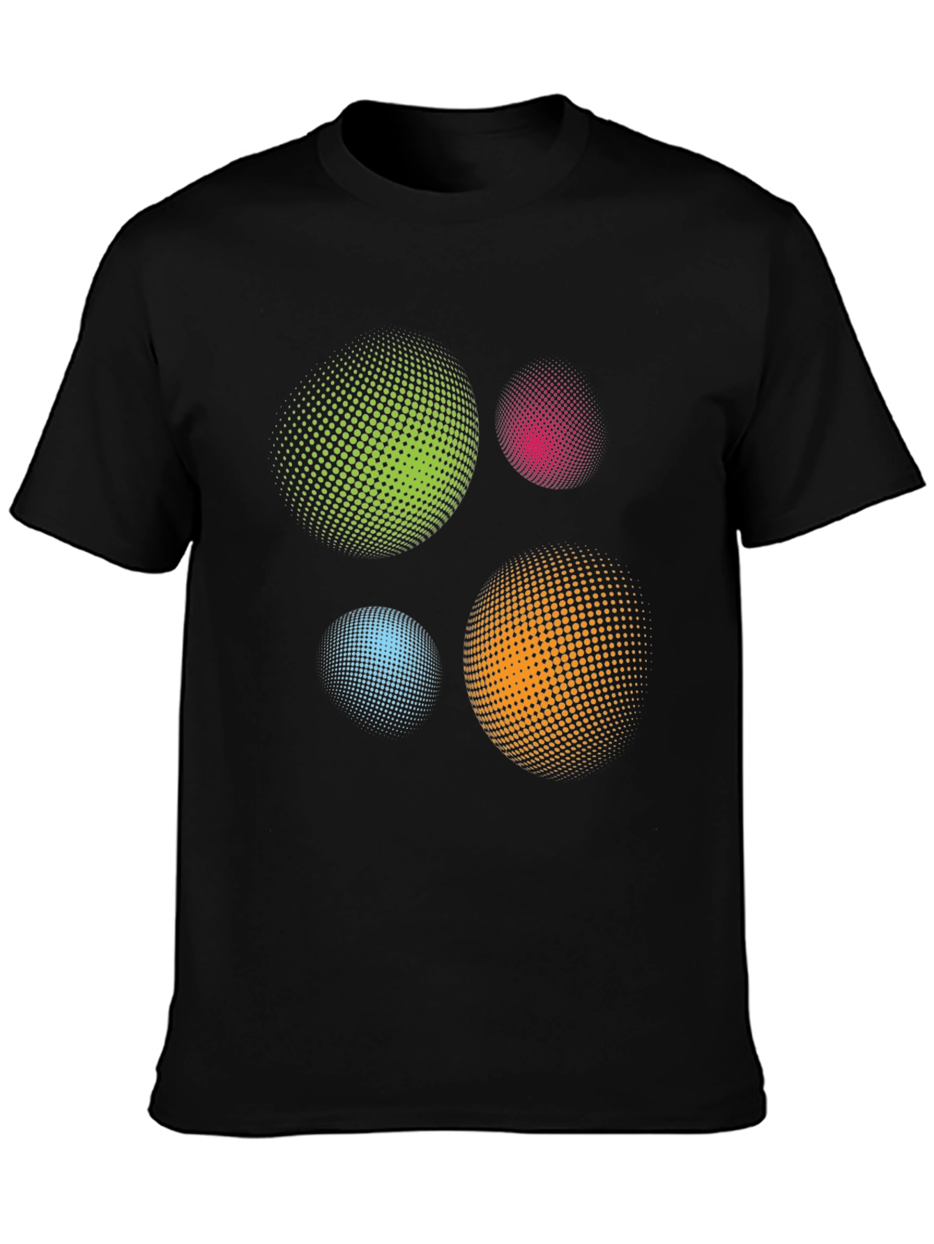 Black Abstract Spheres Graphic Print Black T-Shirt view 3