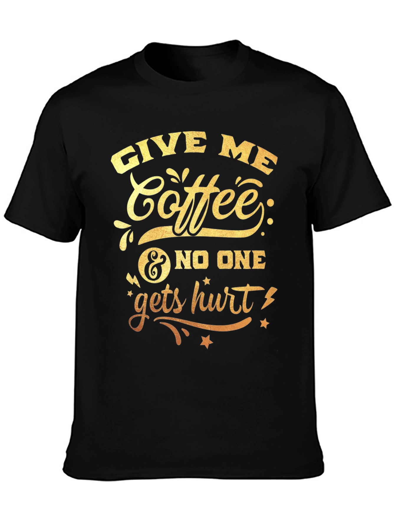 Black Give Me Coffee Graphic T-Shirt view 3