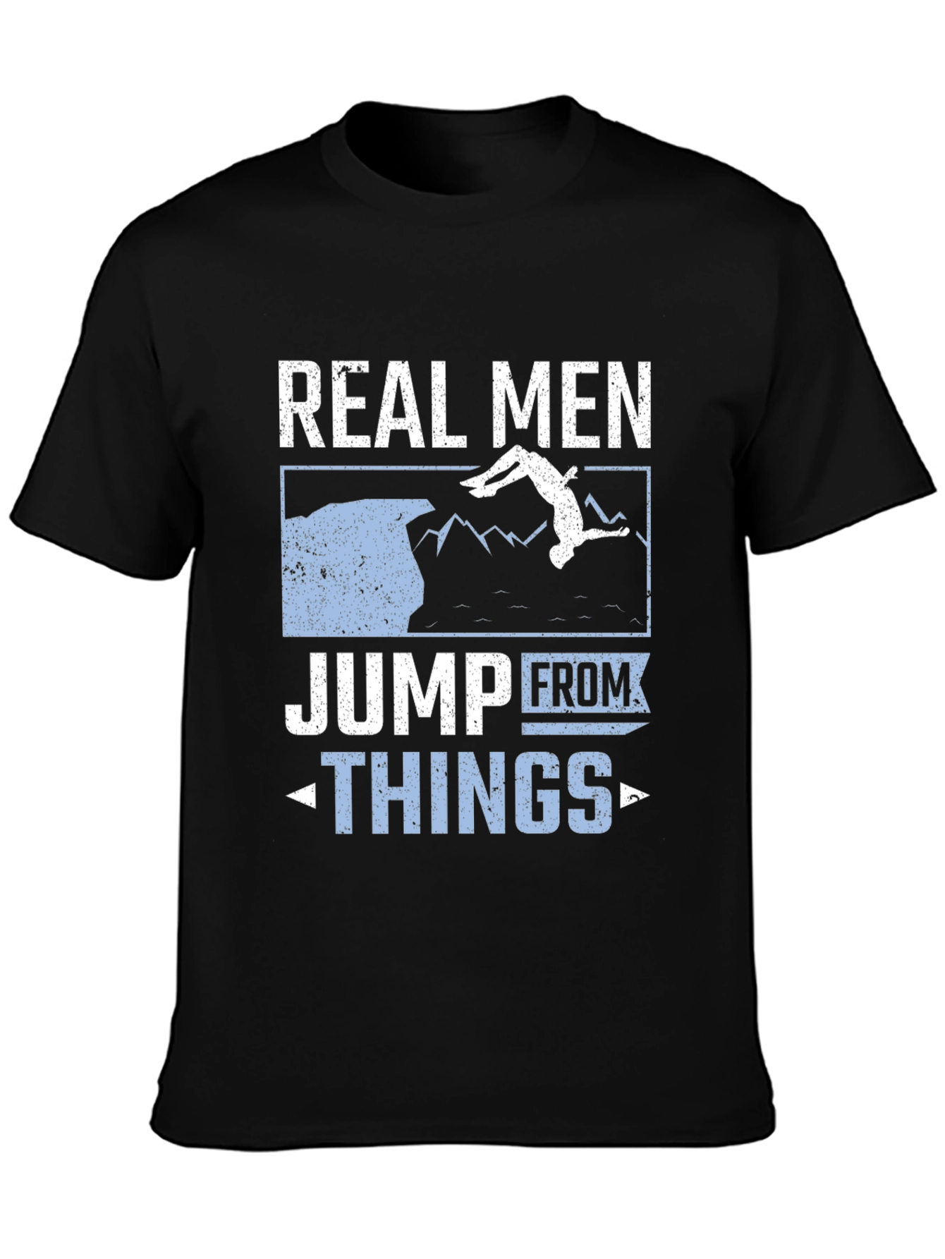 Black Real Men Jump From Things T-Shirt view 3