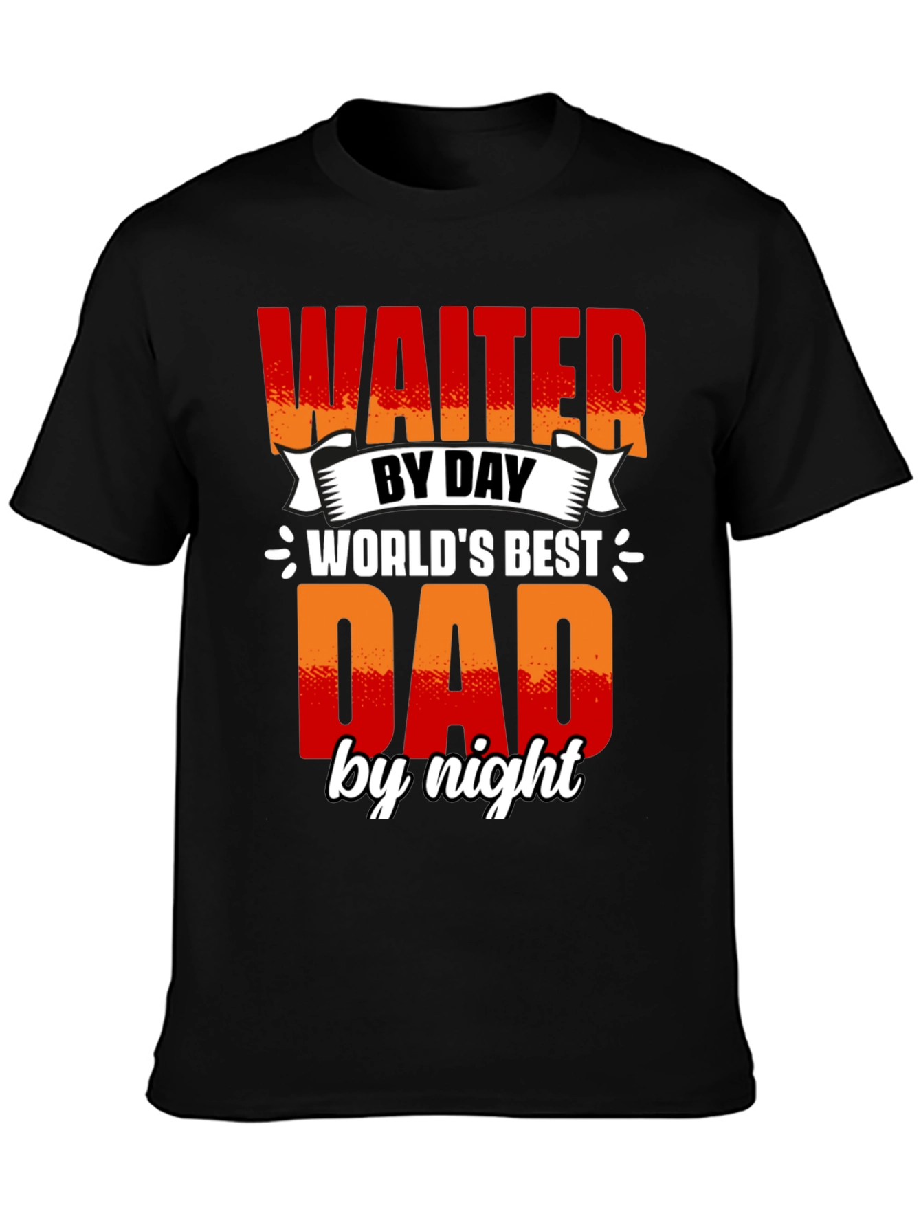 Black Waiter Dad T-Shirt - World's Best Dad view 3