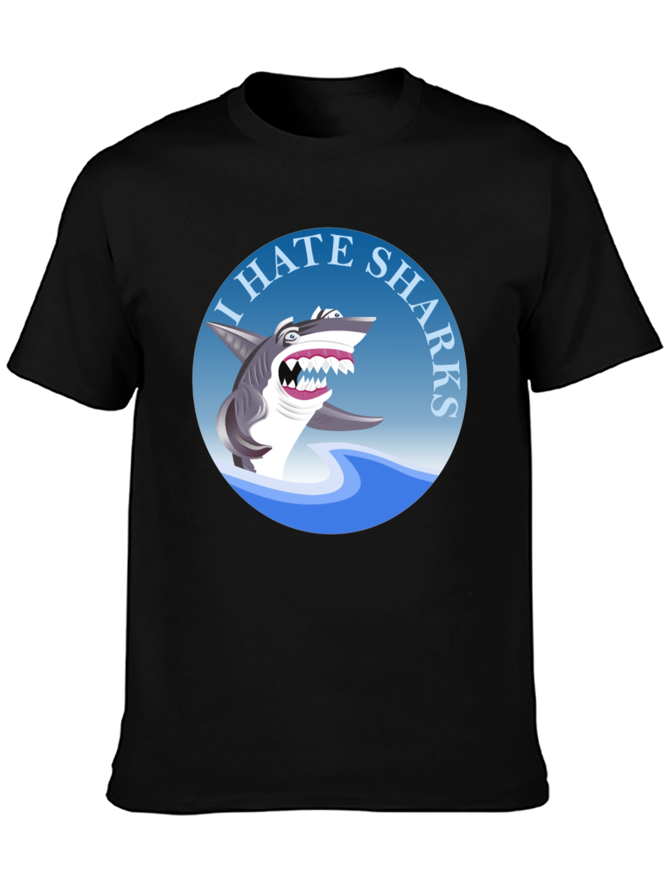 Black I Hate Sharks Graphic Tee - Men's Black T-Shirt view 3