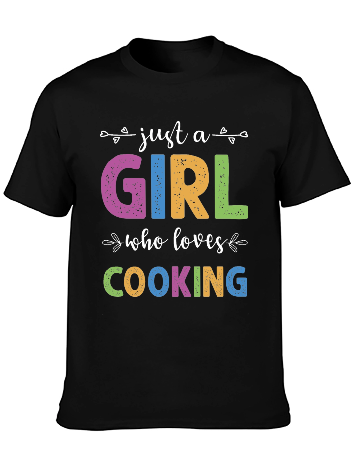 Black Just A Girl Who Loves Cooking T-Shirt view 3