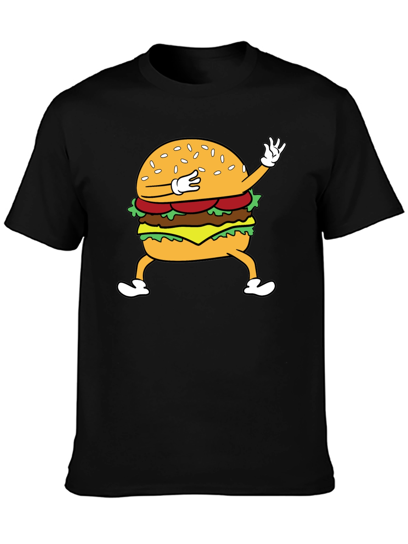 Black Dabbing Burger Graphic Tee - Funny Food T-Shirt view 3