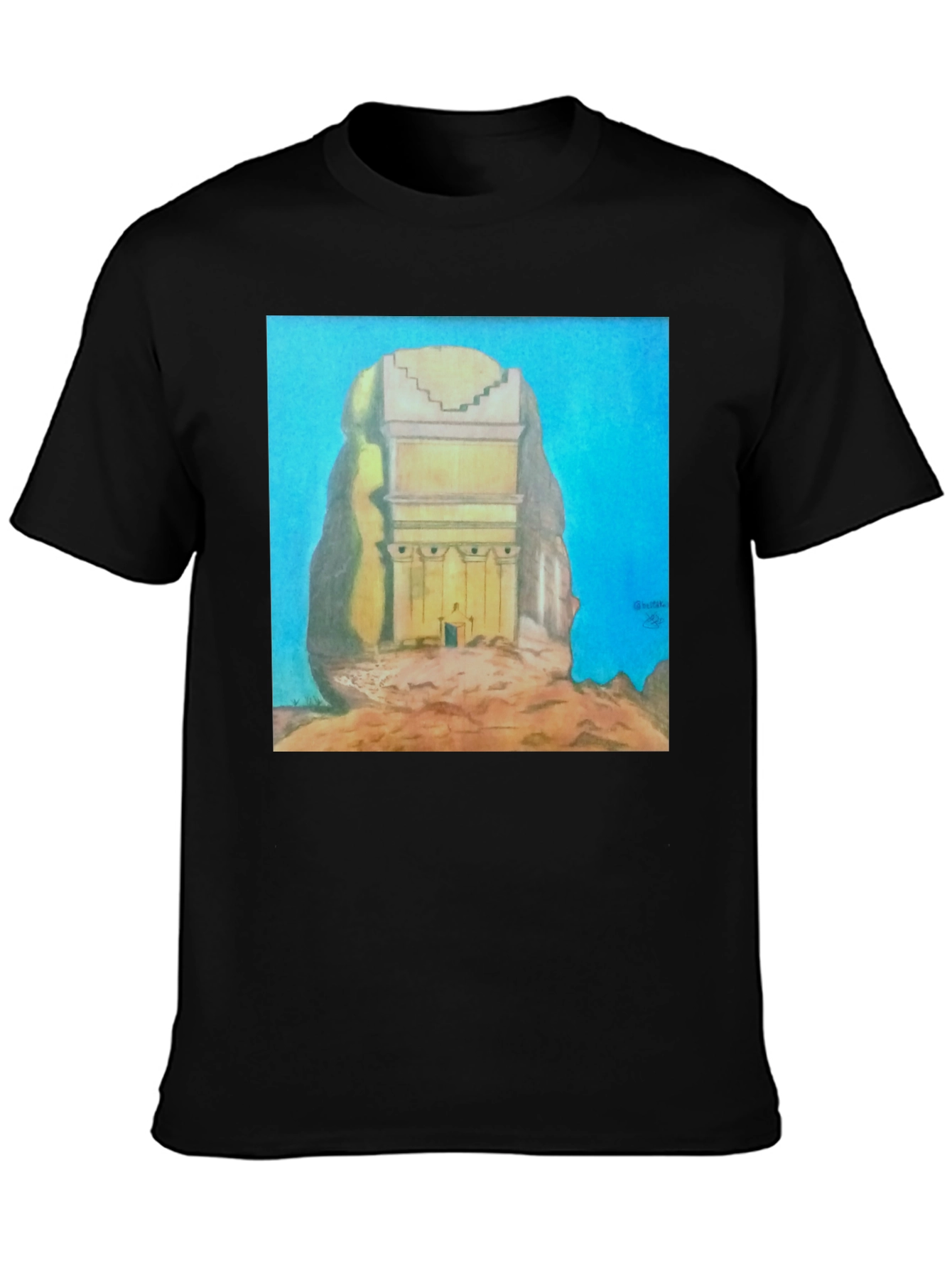 Black Monumental Artwork Tee - Unique Graphic T-Shirt view 3