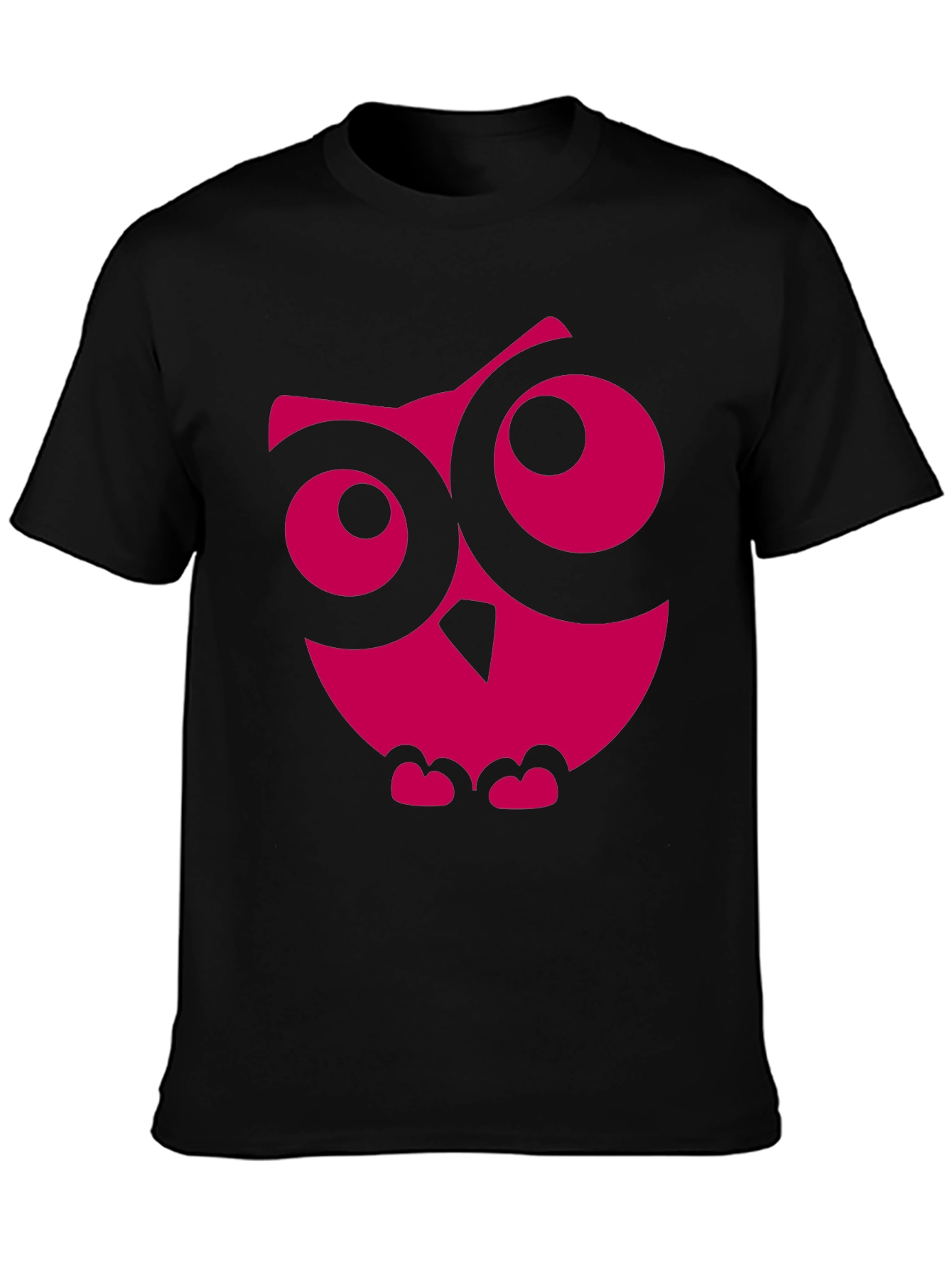 Black Cool Owl Graphic Print Black T-Shirt view 3