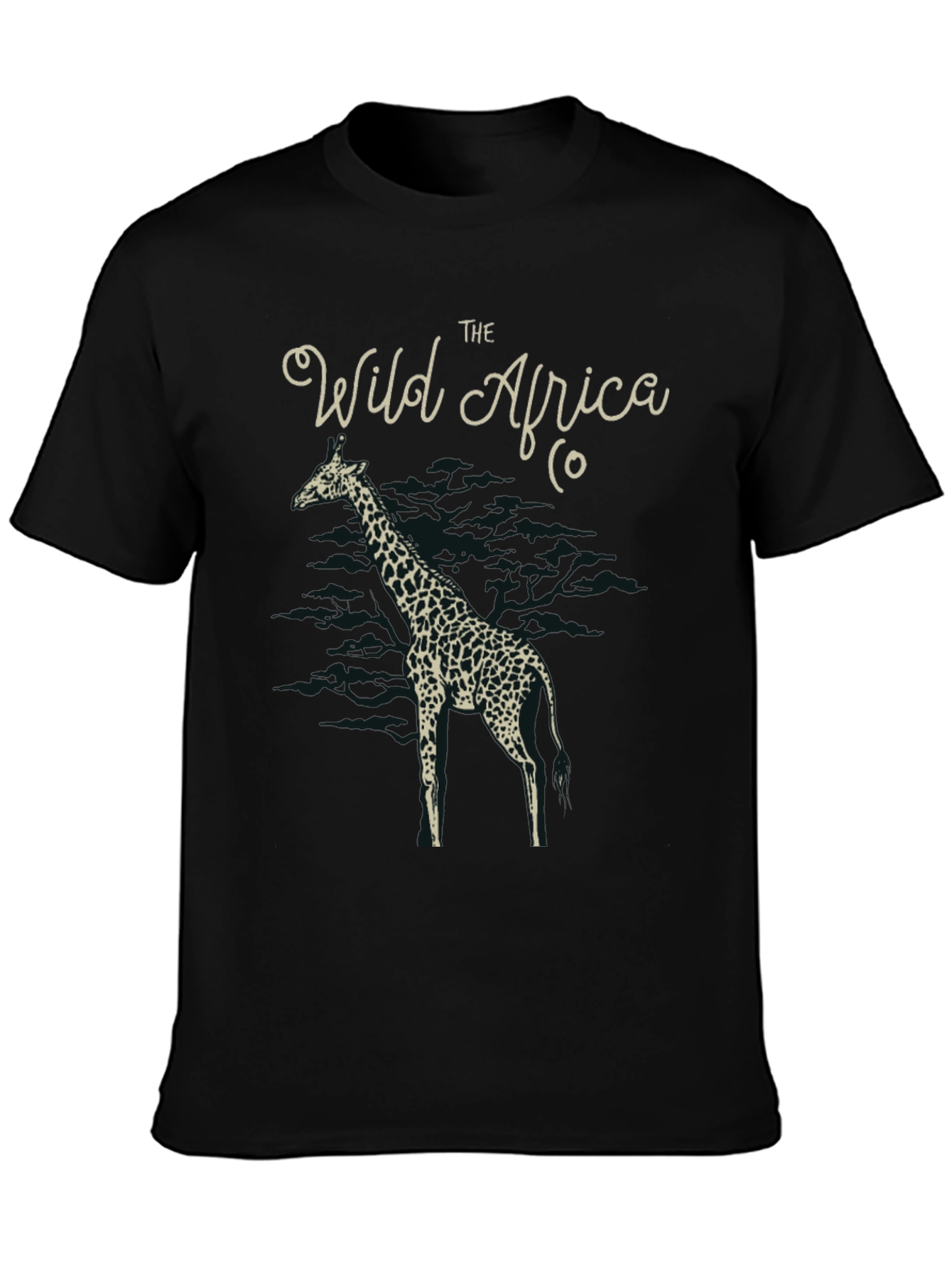 Black The Wild Africa Co. Giraffe Print Black T-Shirt view 3