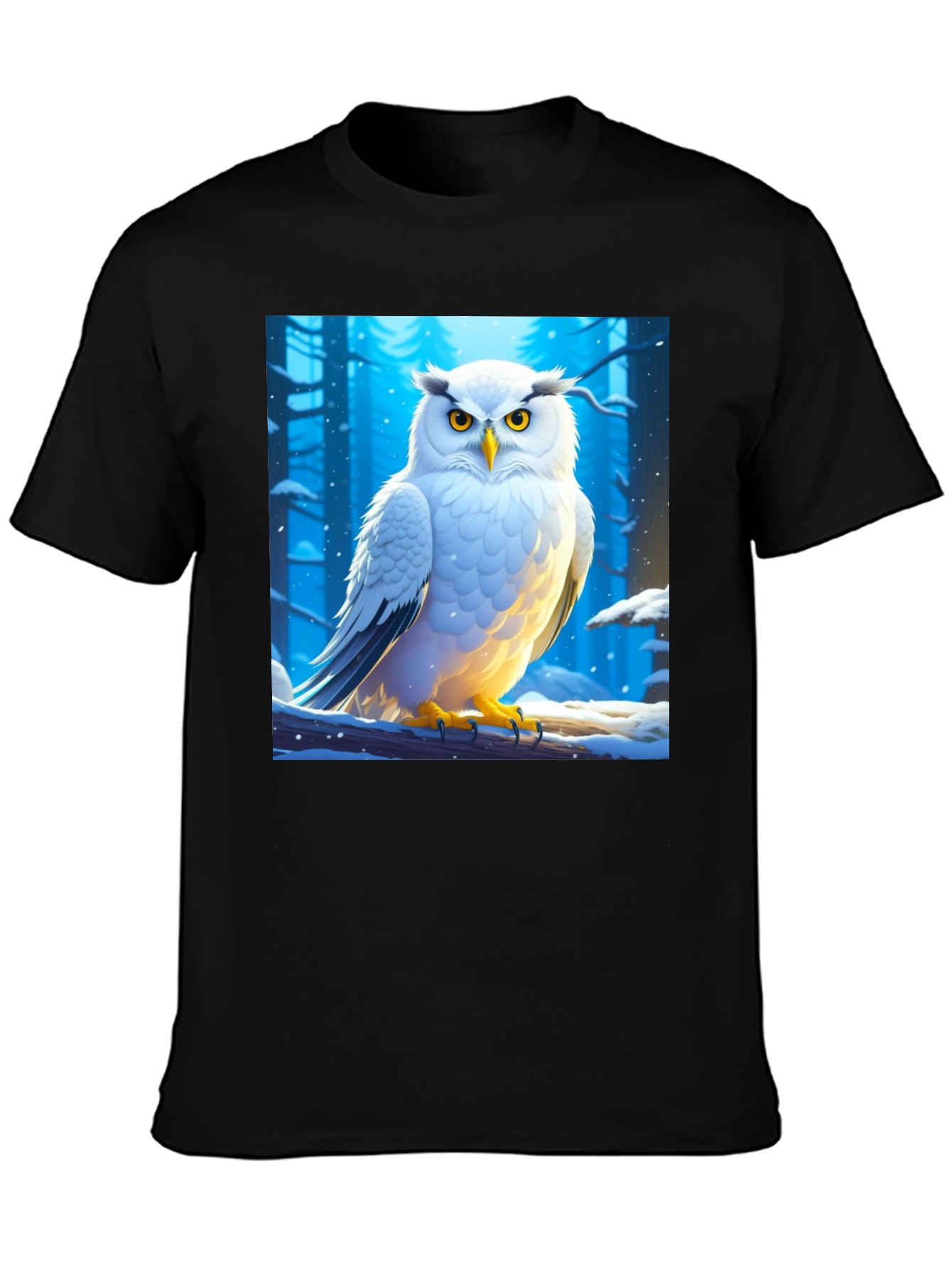 Black Owl Graphic Print Black T-Shirt view 3