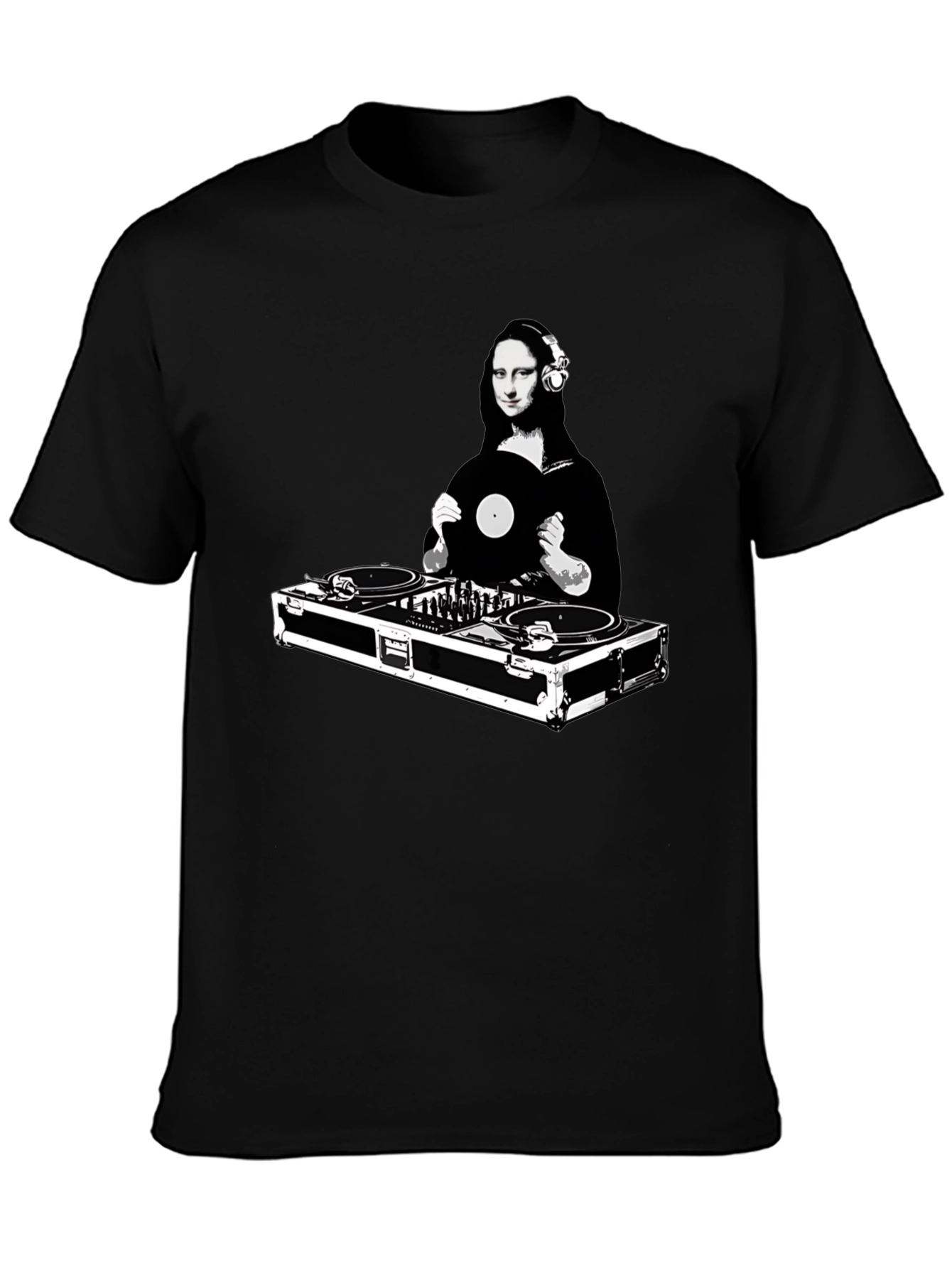 Black DJ Mona Lisa Graphic Tee - Unisex view 3