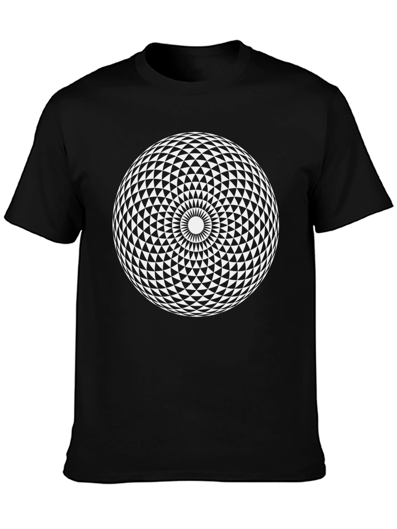Black Geometric Triangle Sphere Graphic Tee - Black view 3