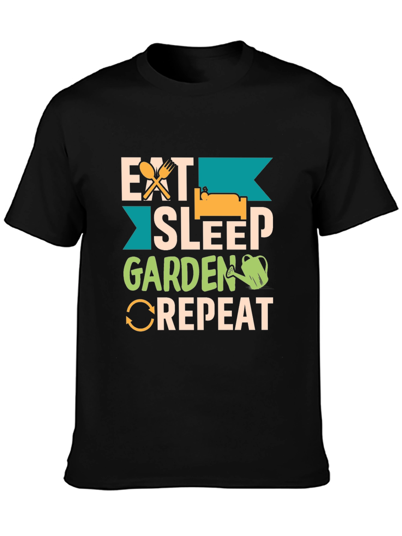 Black Eat Sleep Garden Repeat Graphic T-Shirt view 3
