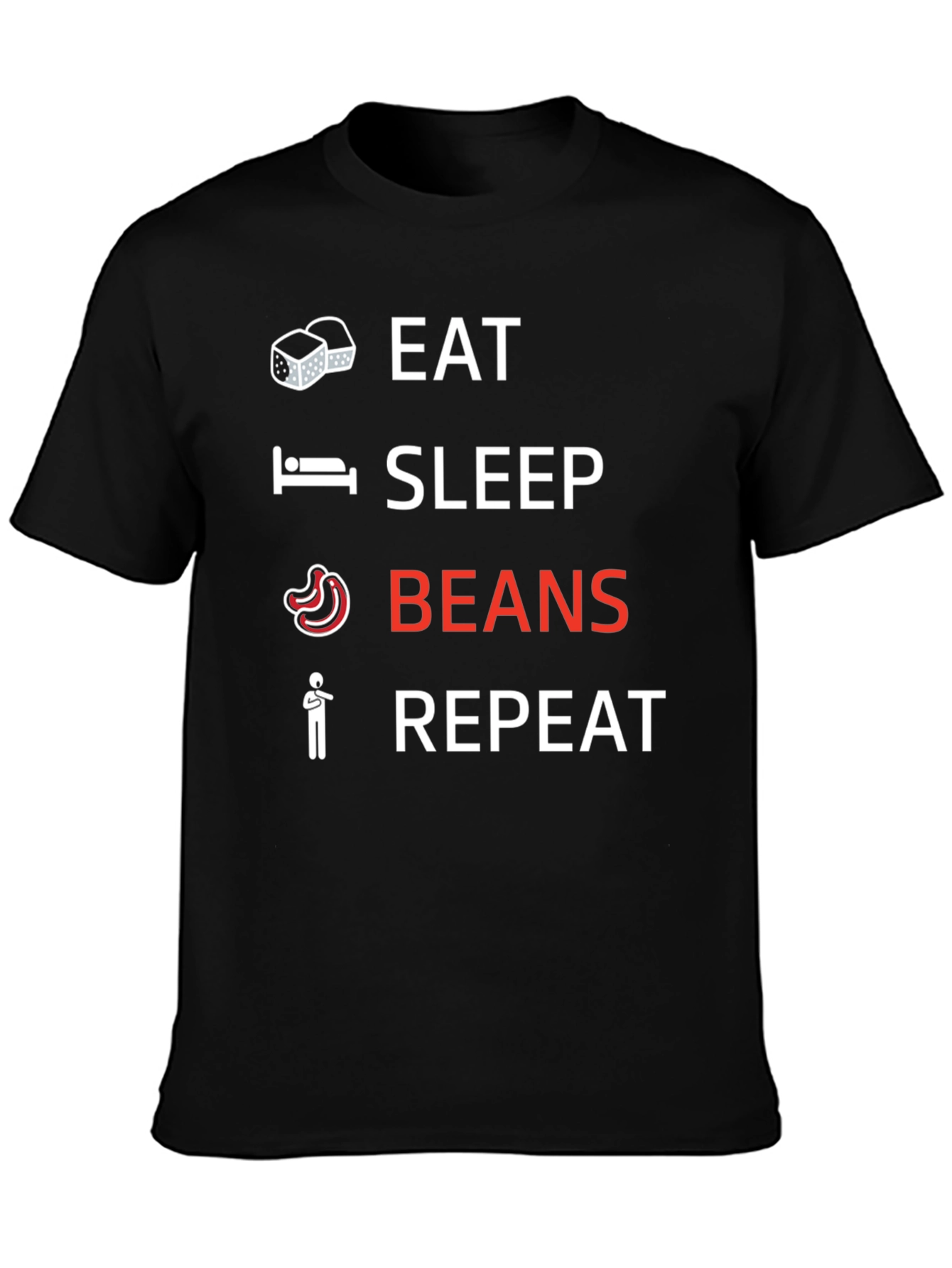 Black Eat Sleep Beans Repeat Graphic Tee view 3