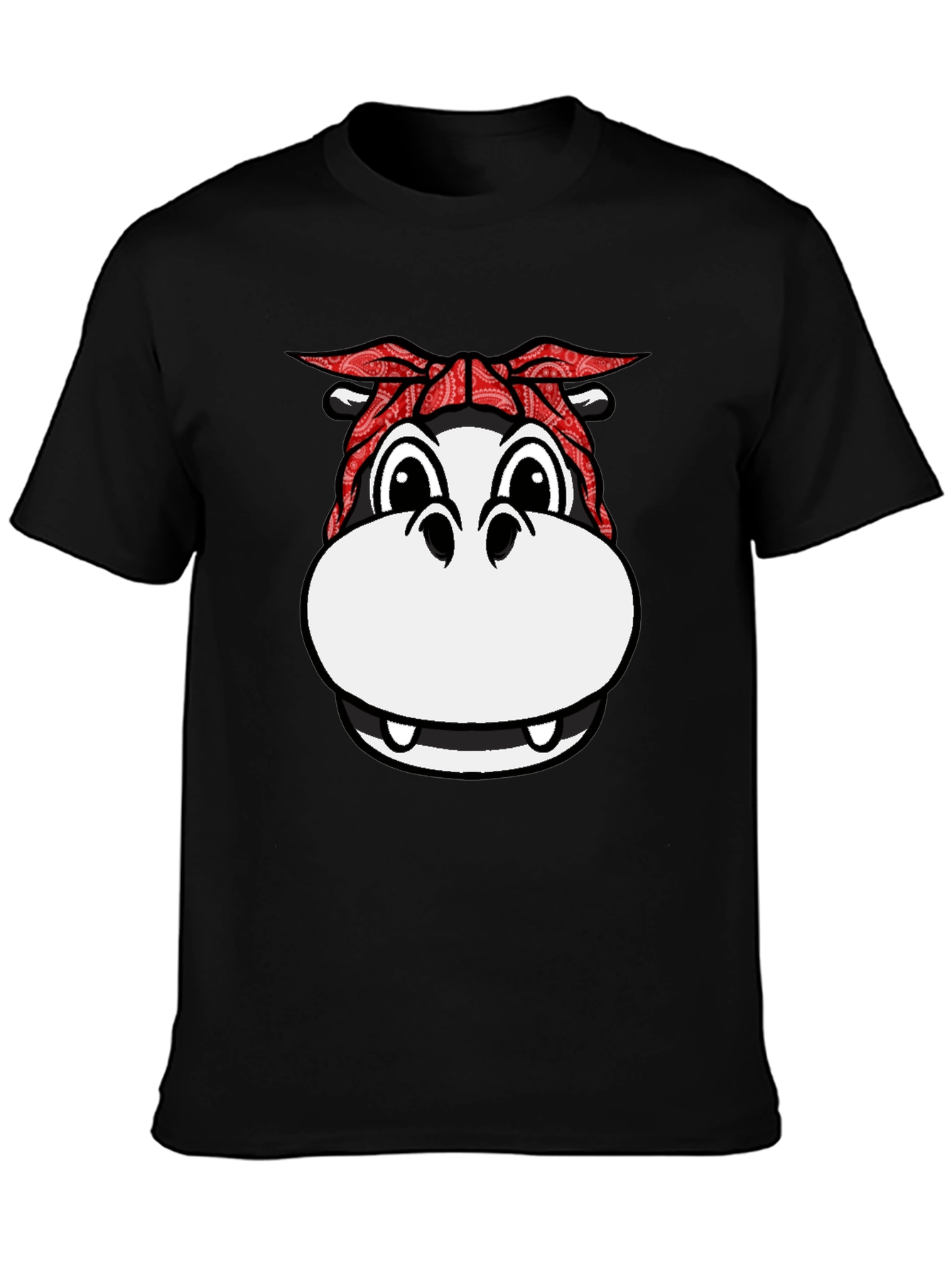 Black Gangster Hippo T-Shirt - Funny Animal Graphic Tee view 3