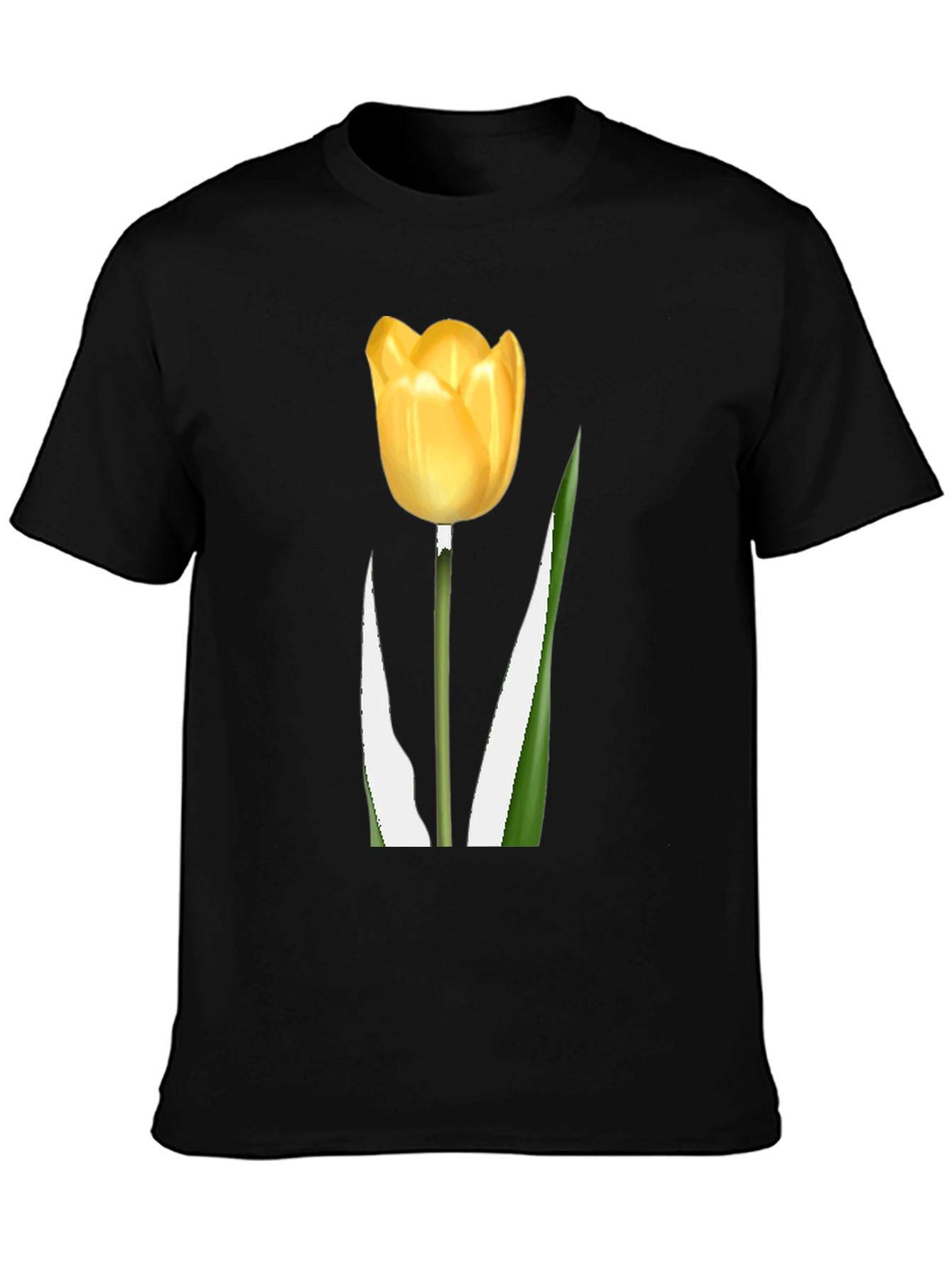 Black Tulip Graphic Tee - Black Cotton Blend view 3