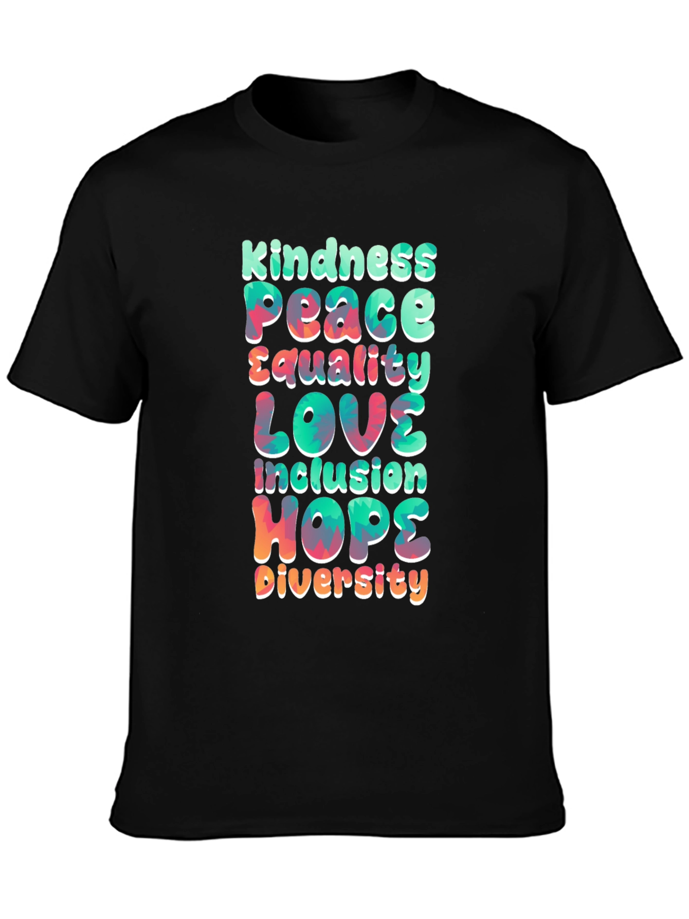 Black Kindness Peace Love Equality T-Shirt view 3