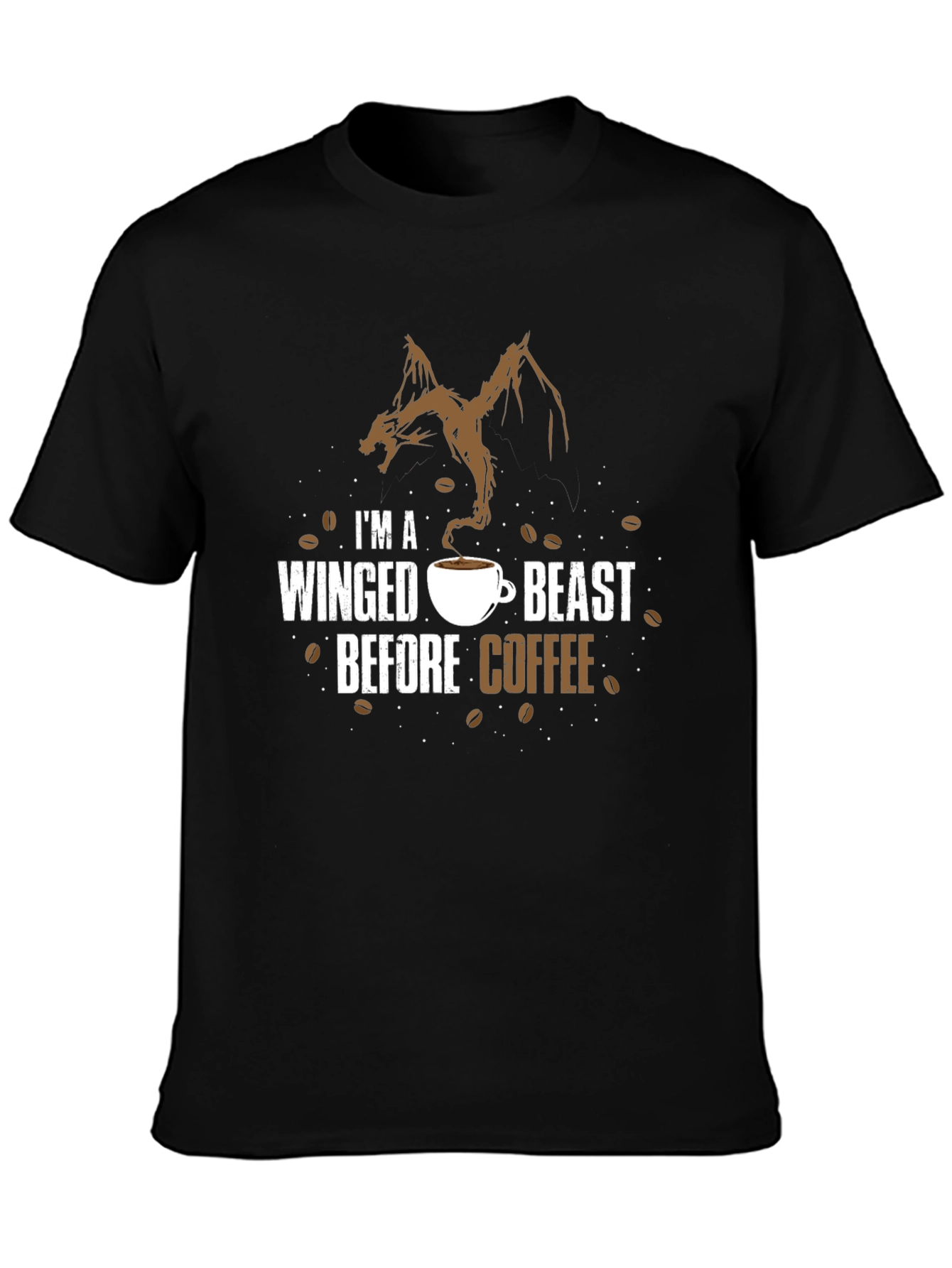 Black Winged Beast Coffee T-Shirt - Novelty Graphic Tee view 3