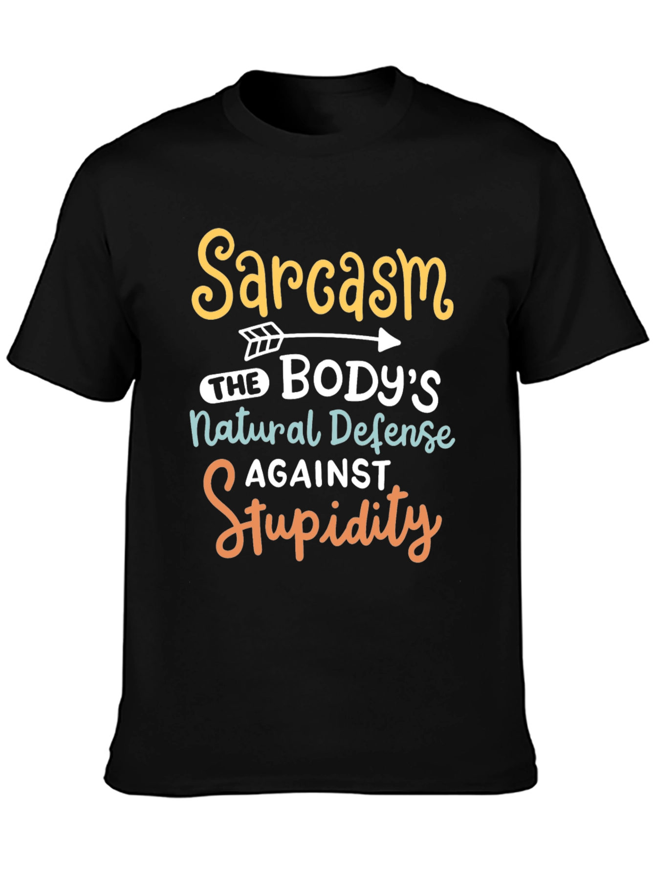 Black Sarcasm Natural Defense Graphic Tee view 3