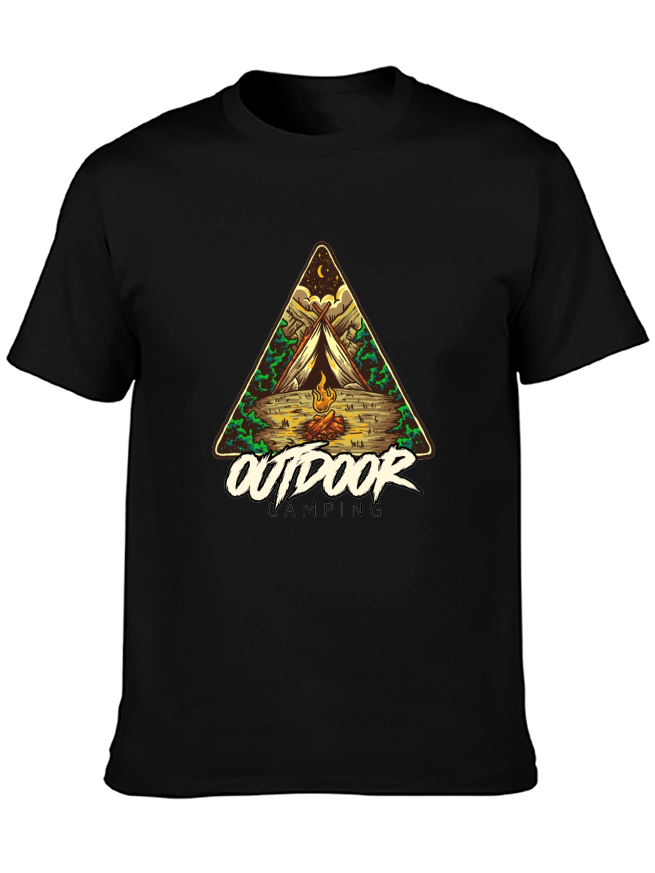 Black Outdoor Camping Graphic Tee - Adventure Awaits! view 3