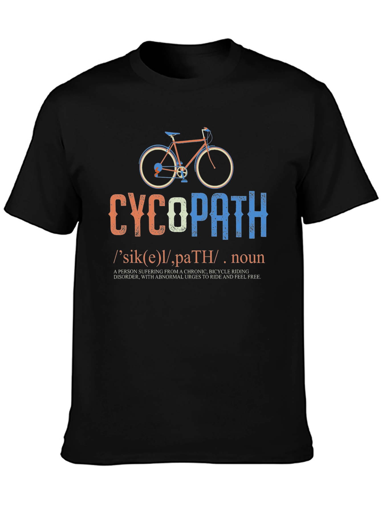Black CycoPath Bicycle Riding T-Shirt - Funny Cycling Gift view 3