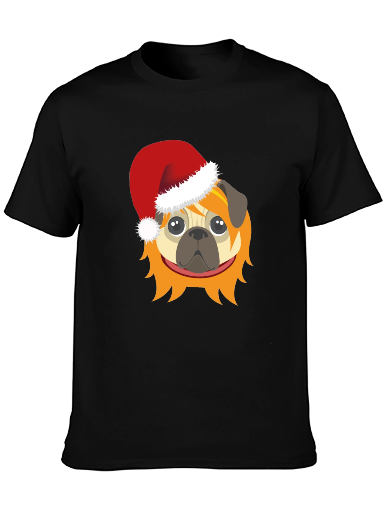 Black Festive Pug T-Shirt - Holiday Cheer view 3