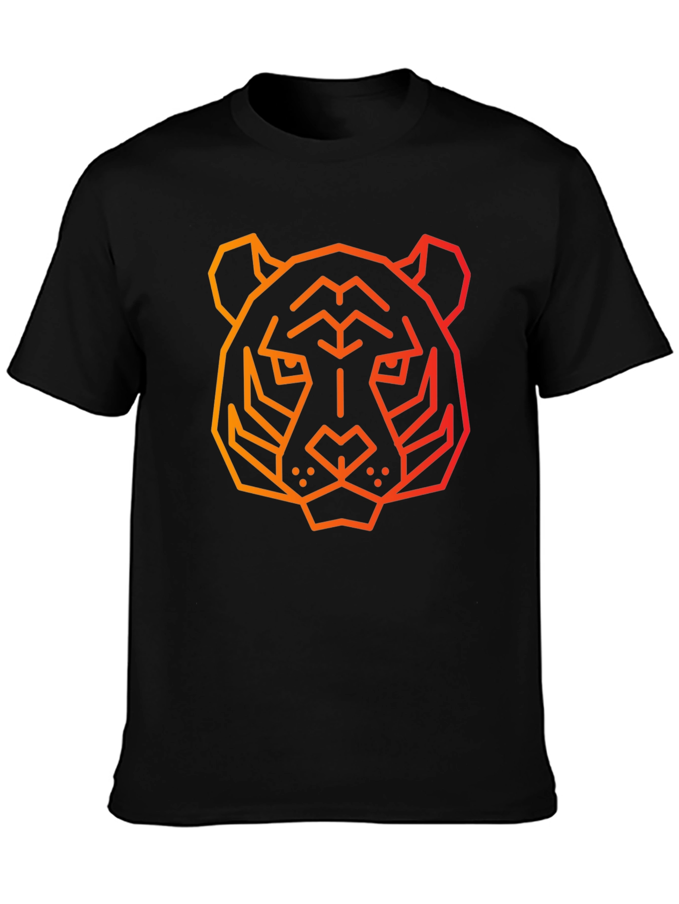 Black Geometric Tiger Graphic Tee - Black view 3