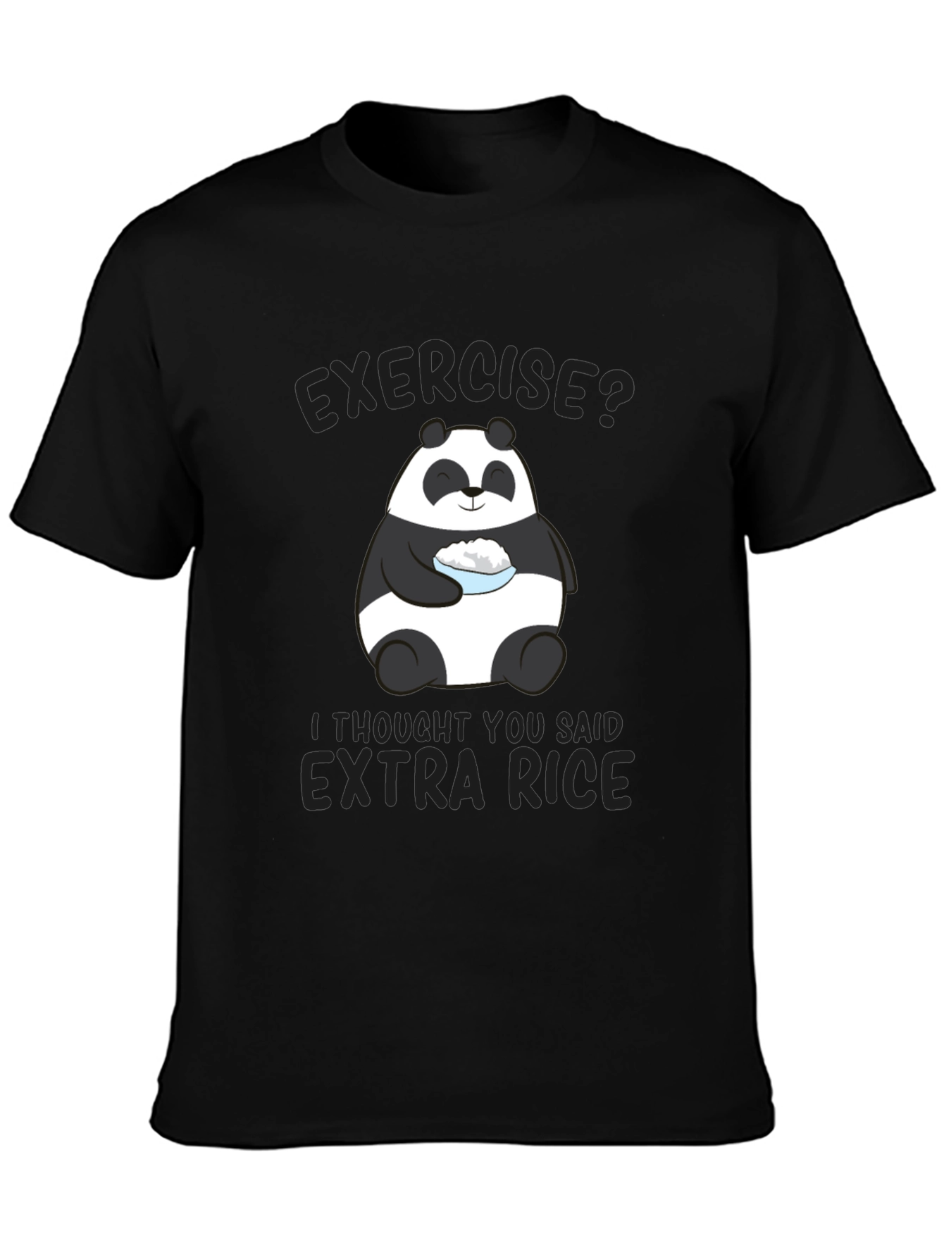 Black Exercise? Extra Rice Panda Graphic T-Shirt view 3