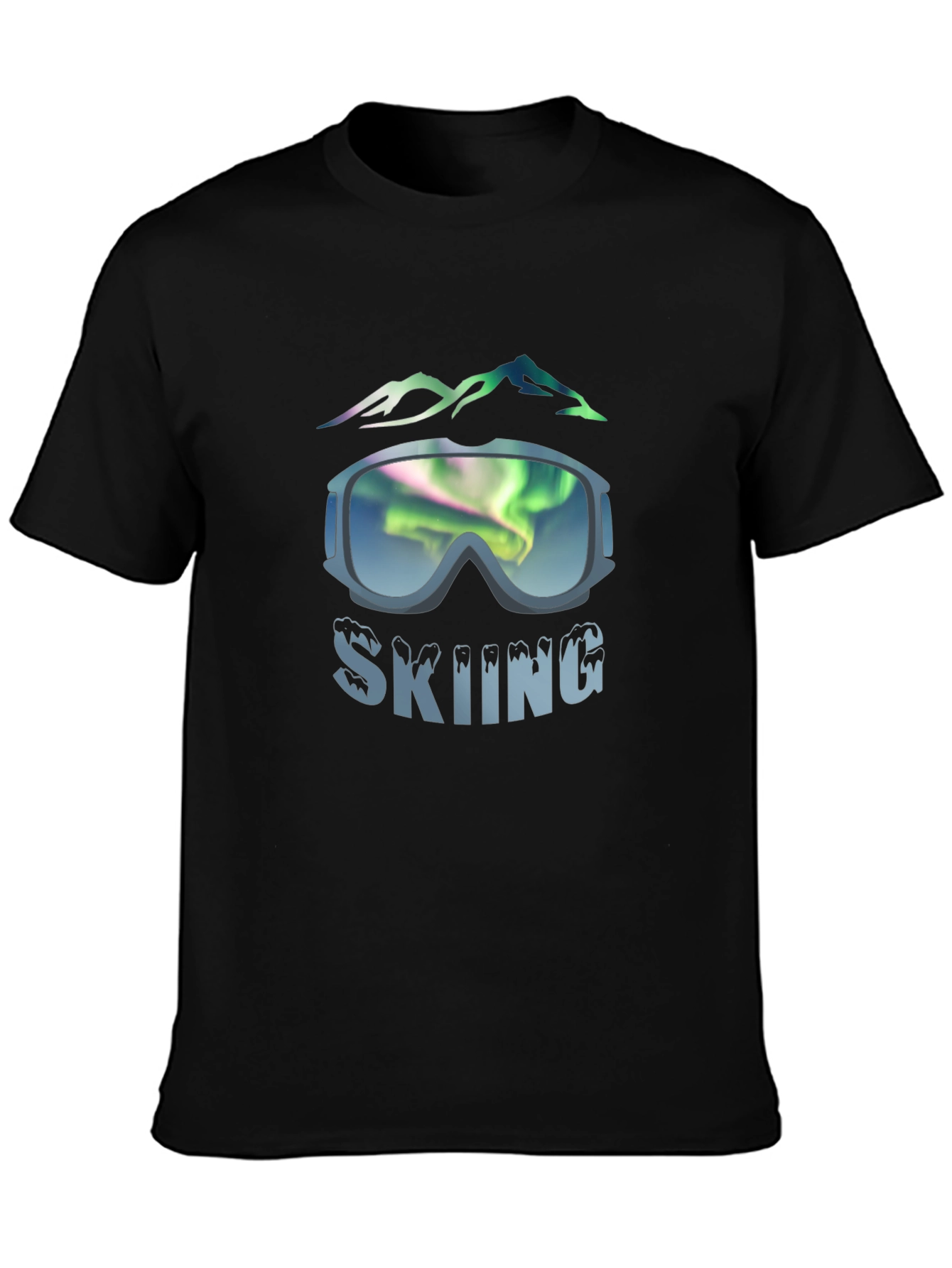 Black Skiing Graphic Tee - Mountain Adventure view 3