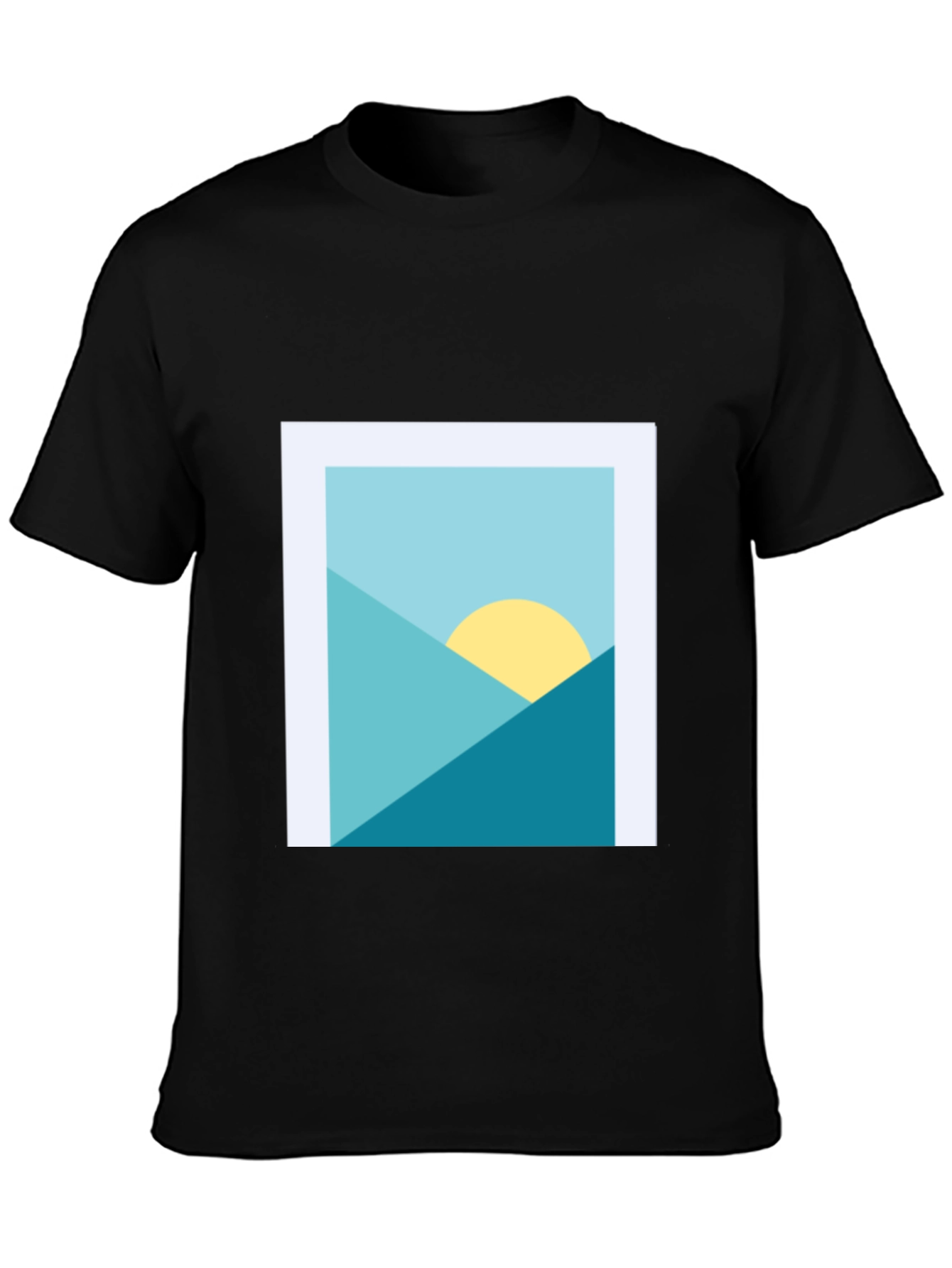 Black Geometric Landscape Graphic Tee - Modern Art Shirt view 3