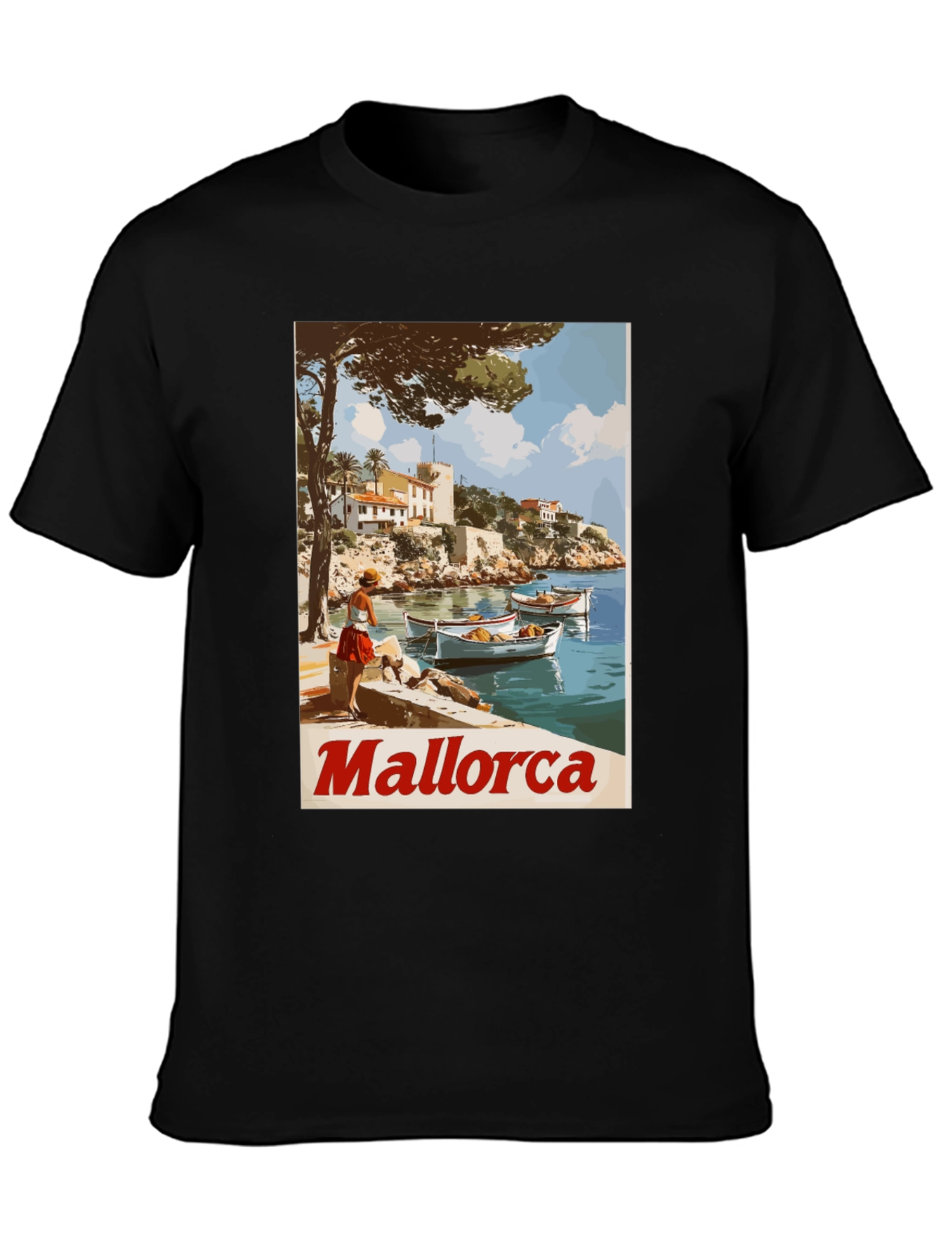 Black Mallorca Vintage Travel T-Shirt view 3